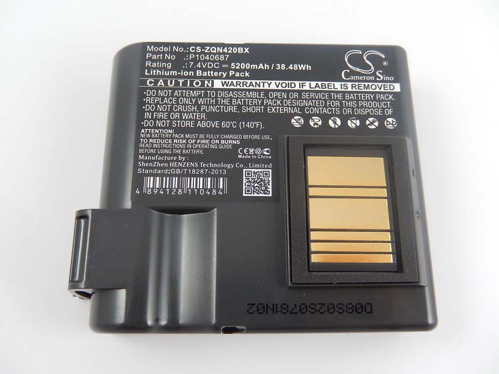 vhbw kompatibel mit Zebra QLN420, ZQ630 Akku Li-Ion 5200 mAh (7,4 V)