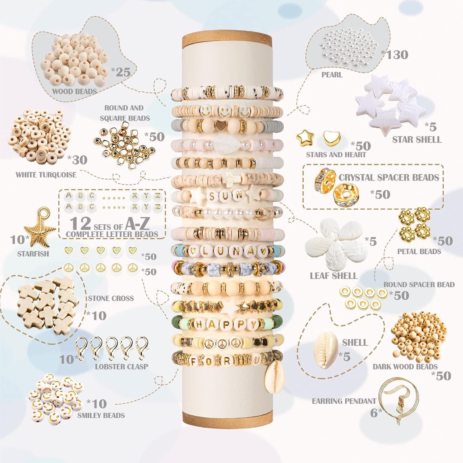 Refined Living Kreativset 8000+ Tonperlen Armband DIY Set mit Buchstaben,Perlen zum Auffädeln, (Bastelperlen,Alphabet Perlen,Perlen Set Buchstaben, Perlen zum Auffädeln für Kinder und Erwachsene, Geschenkset,Polymer Clay Perlen,DIY Schmuckset, mit 24 Farben, Buchstaben, Charms, Sicher & hochwertig,Farbintensive,für Mädchen, Frauen & Kreative), Armband Schmuckherstellung Kit für Armbänder, Halsketten & Fußketten