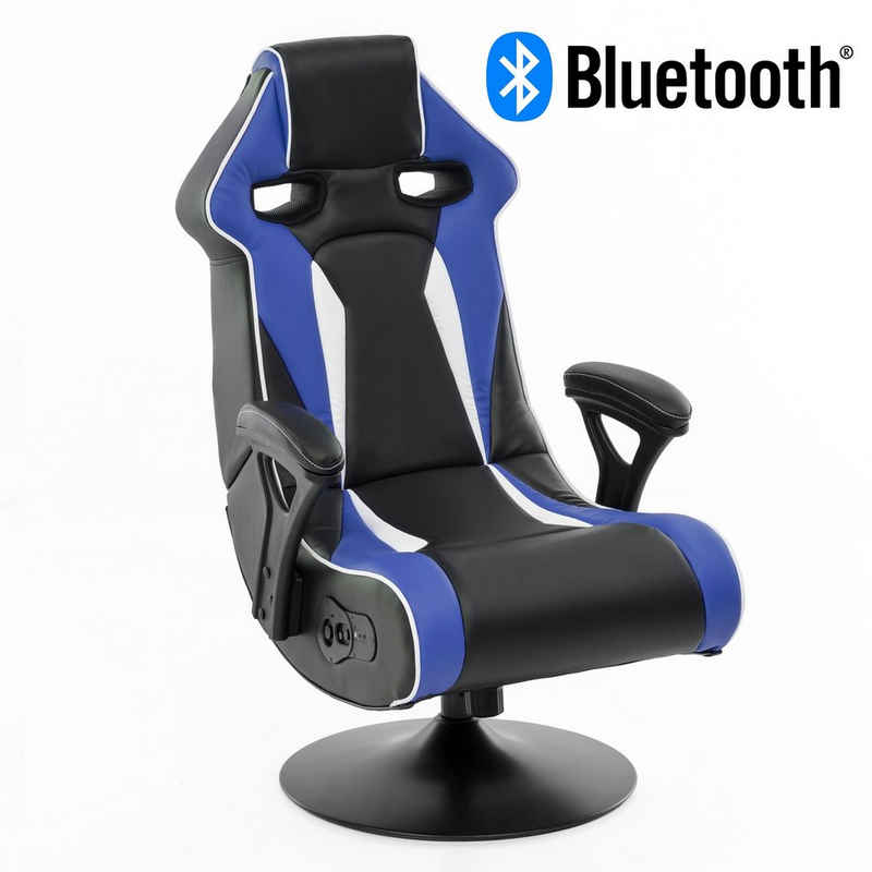 Wohnling Gaming Chair »WL8.025BT« (Soundchair Modern in Schwarz / Blau mit Bluetooth), Musiksessel mit Subwoofer, Multimediasessel