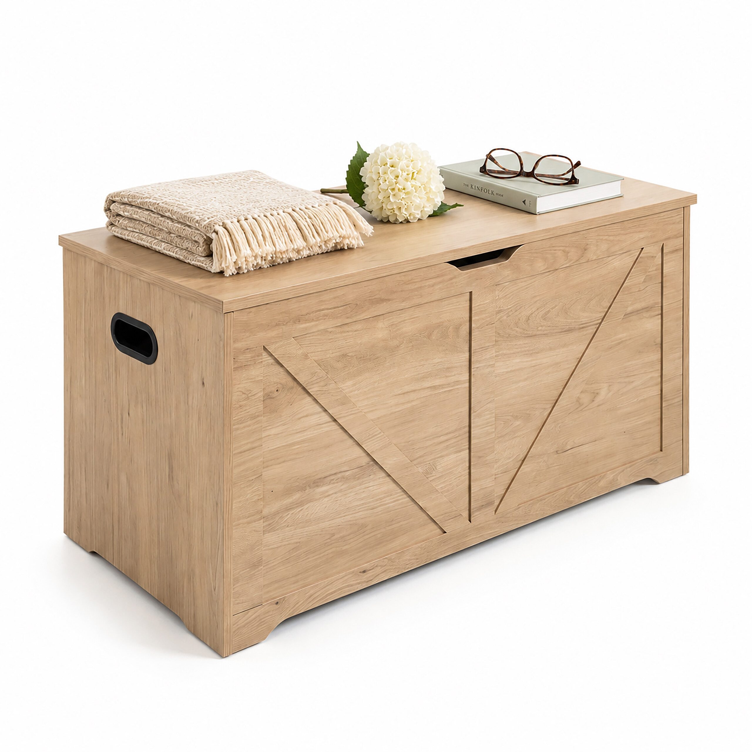 relaxdays Sitztruhe Sitzbank mit Stauraum (1-St), Hellgrau