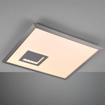 TRIO Leuchten LED Deckenleuchte, LED-Leuchtmittel fest verbaut, Warmweiß, Deckenleuchte Deckenpanel Wohnzimmerlampe LED 3 Stufen silber Metall