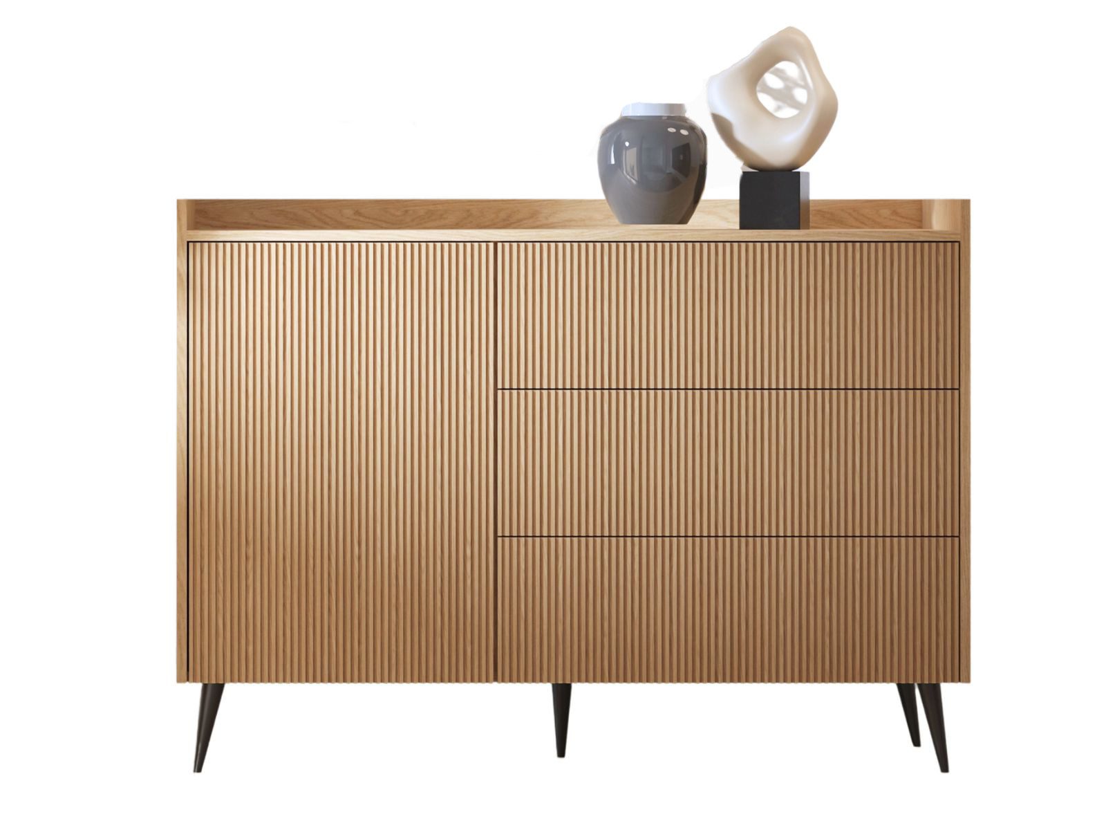 Schubkastenkommode mit 3 Schubladen, Japandi design, Sideboard modern MODE