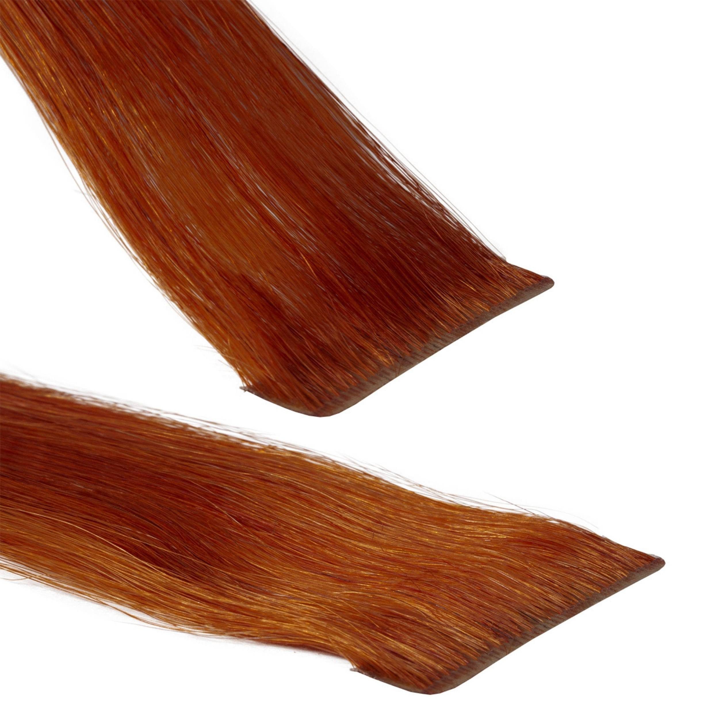 hair2heart Echthaar-Extension Invisible Tape Extensions - Premium #8/43 Hellblond Rot-Gold 40cm