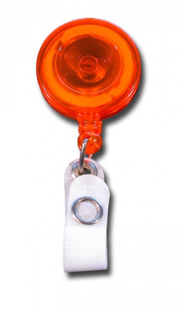 Kranholdt Schlüsselanhänger Jojo / Ausweishalter / Ausweisclip runde Form (100-tlg), Gürtelclip, Druckknopfschlaufe Transparent Orange
