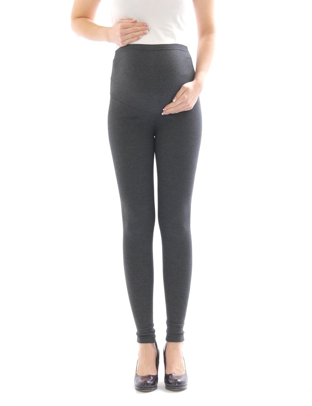 dunkelgrau Baumwolle Umstandsleggings SYS aus Umstandsleggings Leggings lang Hose Umstand