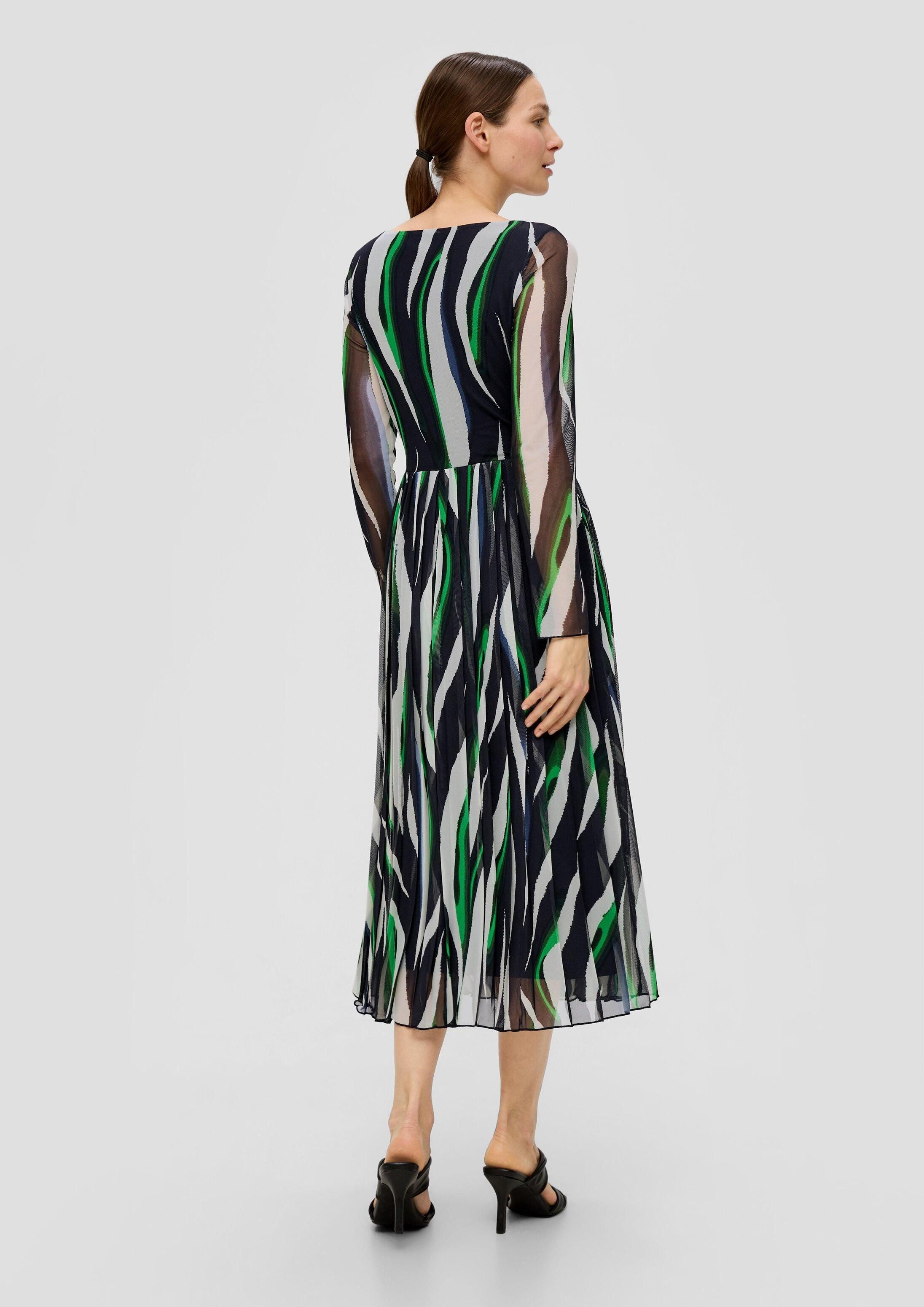 s.Oliver Midikleid Kleid Mesh-Kleid mit Plisseefalten