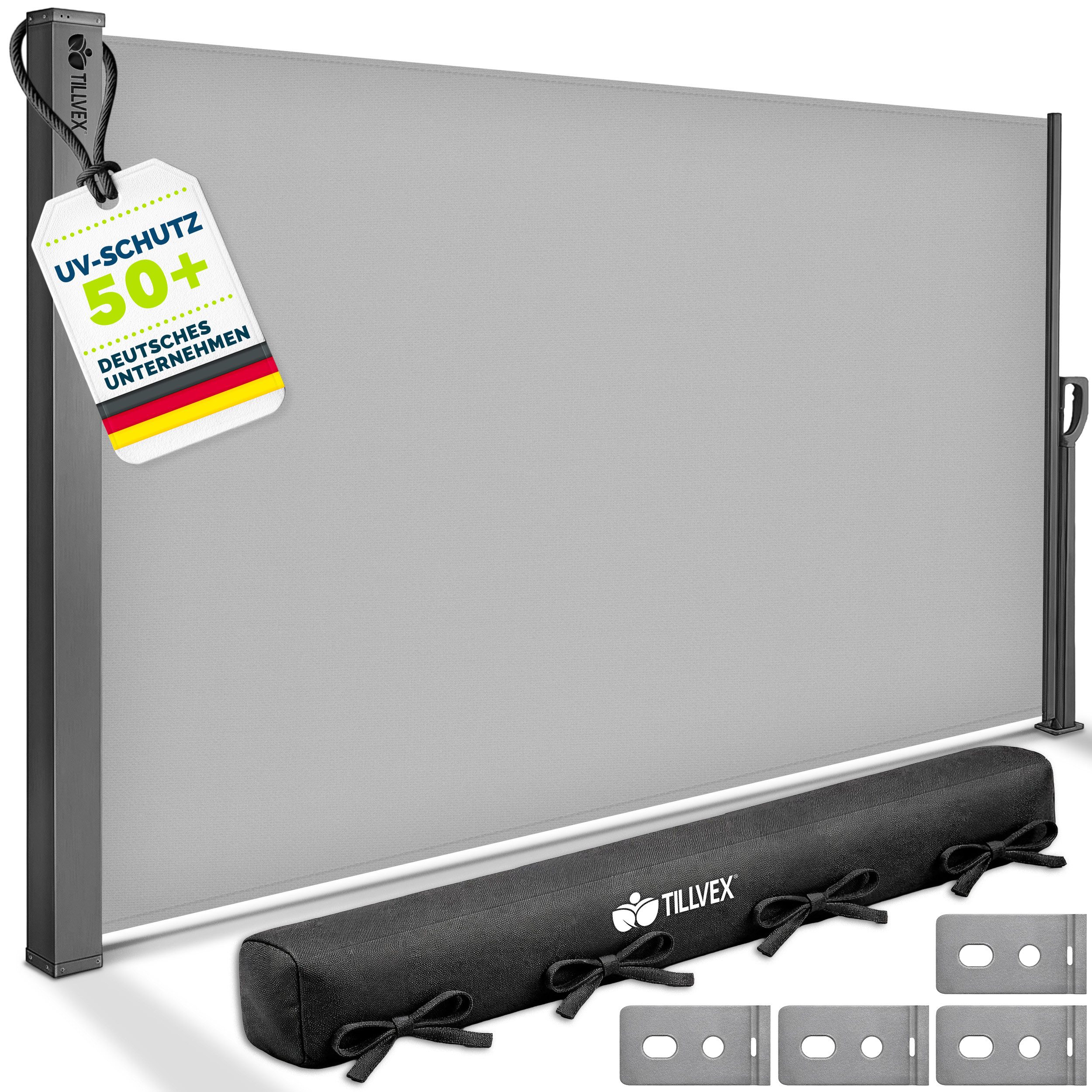 tillvex Seitenmarkise tillvex® Seitenmarkise ausziehbar Markise Wandmarkise Sichtschutz