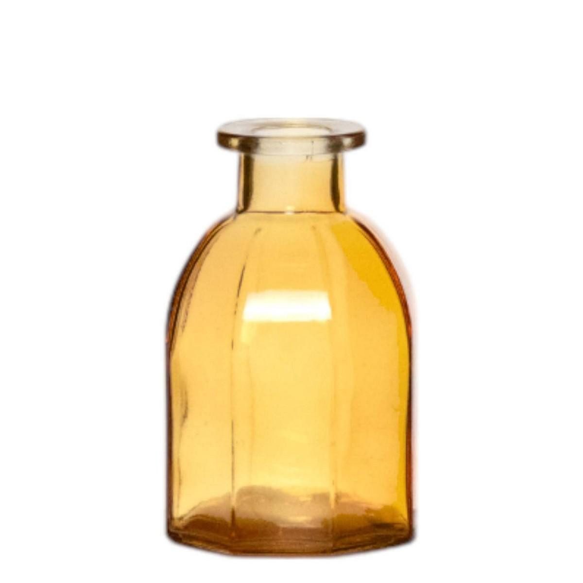INNA-Glas Dekovase Blumenvase JAZZY, aus Glas, mit Rillen, gelb-transparent, 10cm, Ø6,5cm