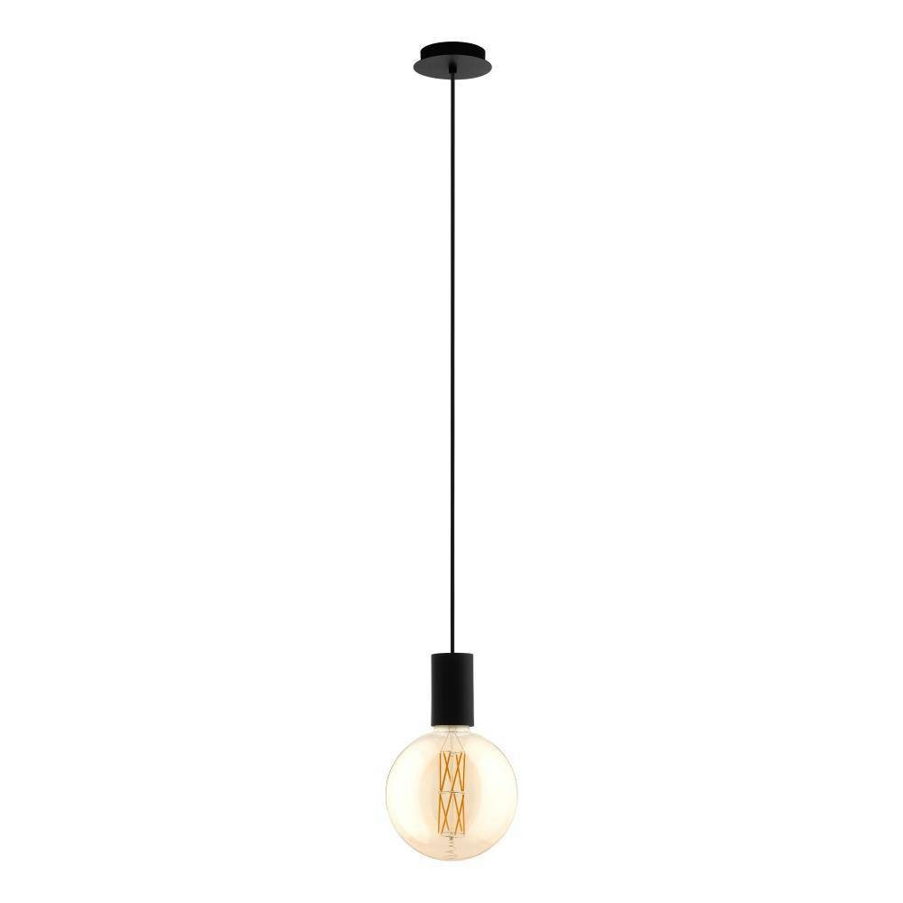 EGLO Hängeleuchte POZUETA Schnurpendel, Pendelllampe, schwarz, Stahl, Esstischlampe, E27, ohne Leuchtmittel, Hängelampe, Wohnzimmerlampe, Vintage, Industrial, modern, 110x12,5cm