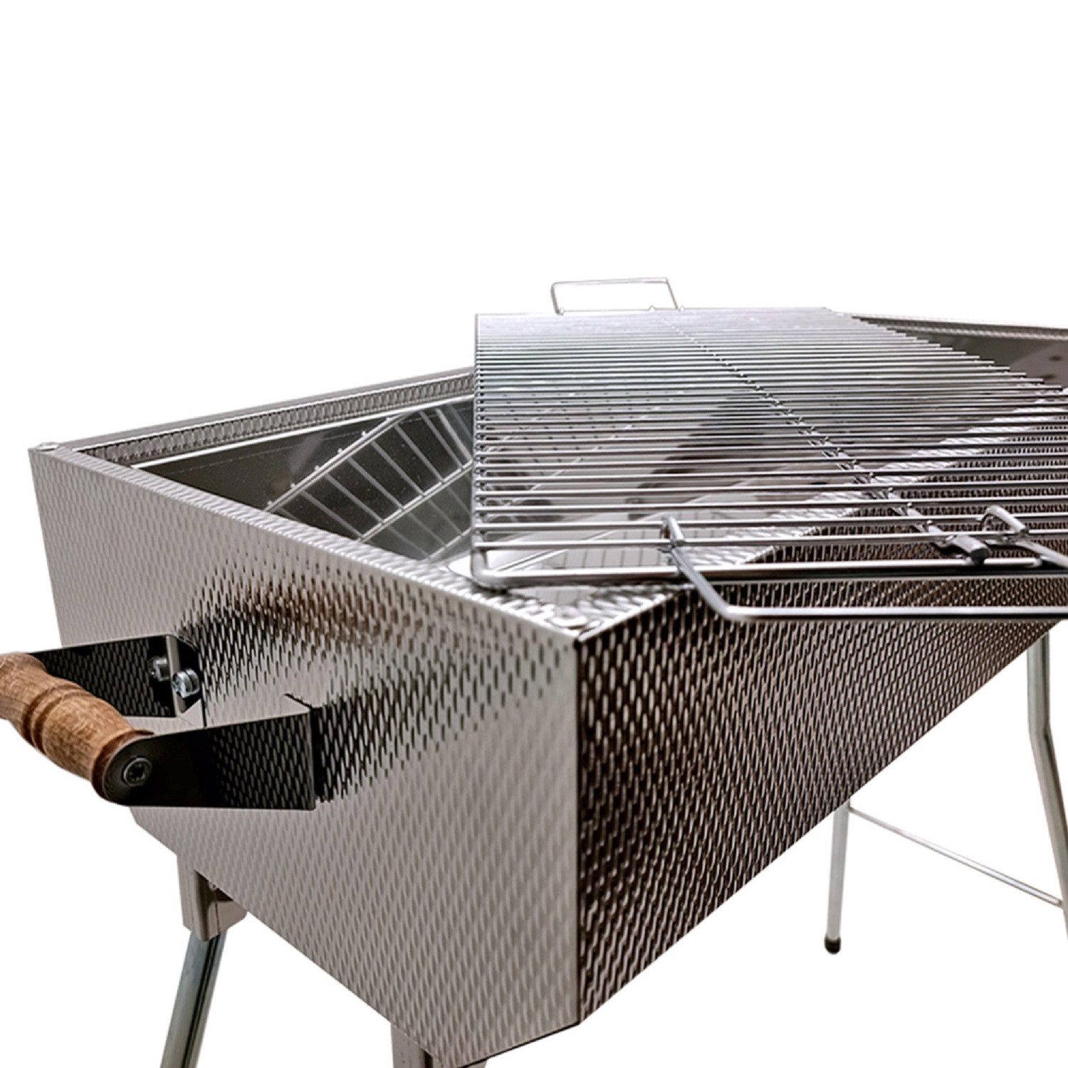 Edelstahl Schaschlikgrill Elegant 60x30cm V2A Mangal Klappbar
