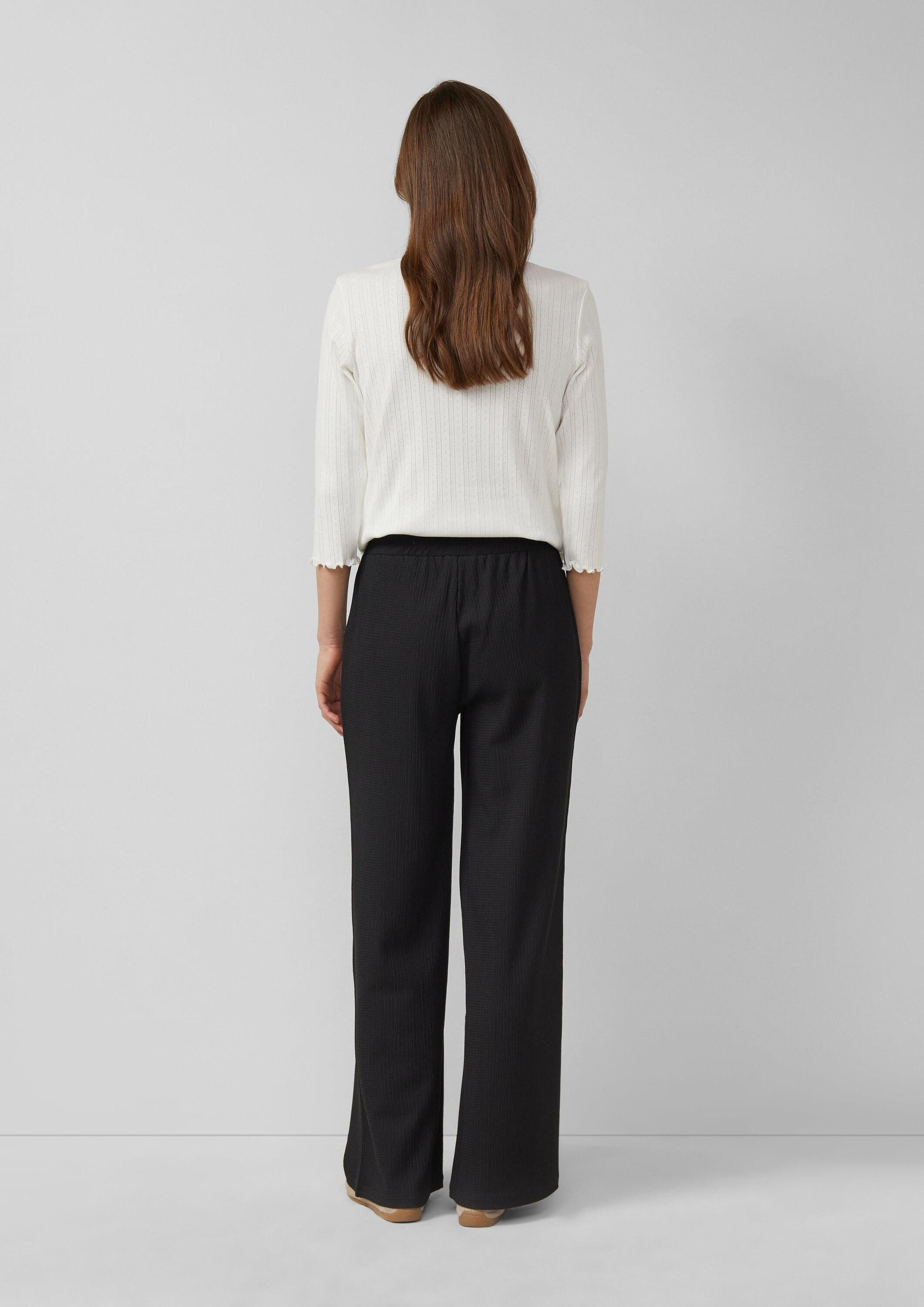 s.Oliver Chinos Hose Wide-Leg Hose mit Elastikbund