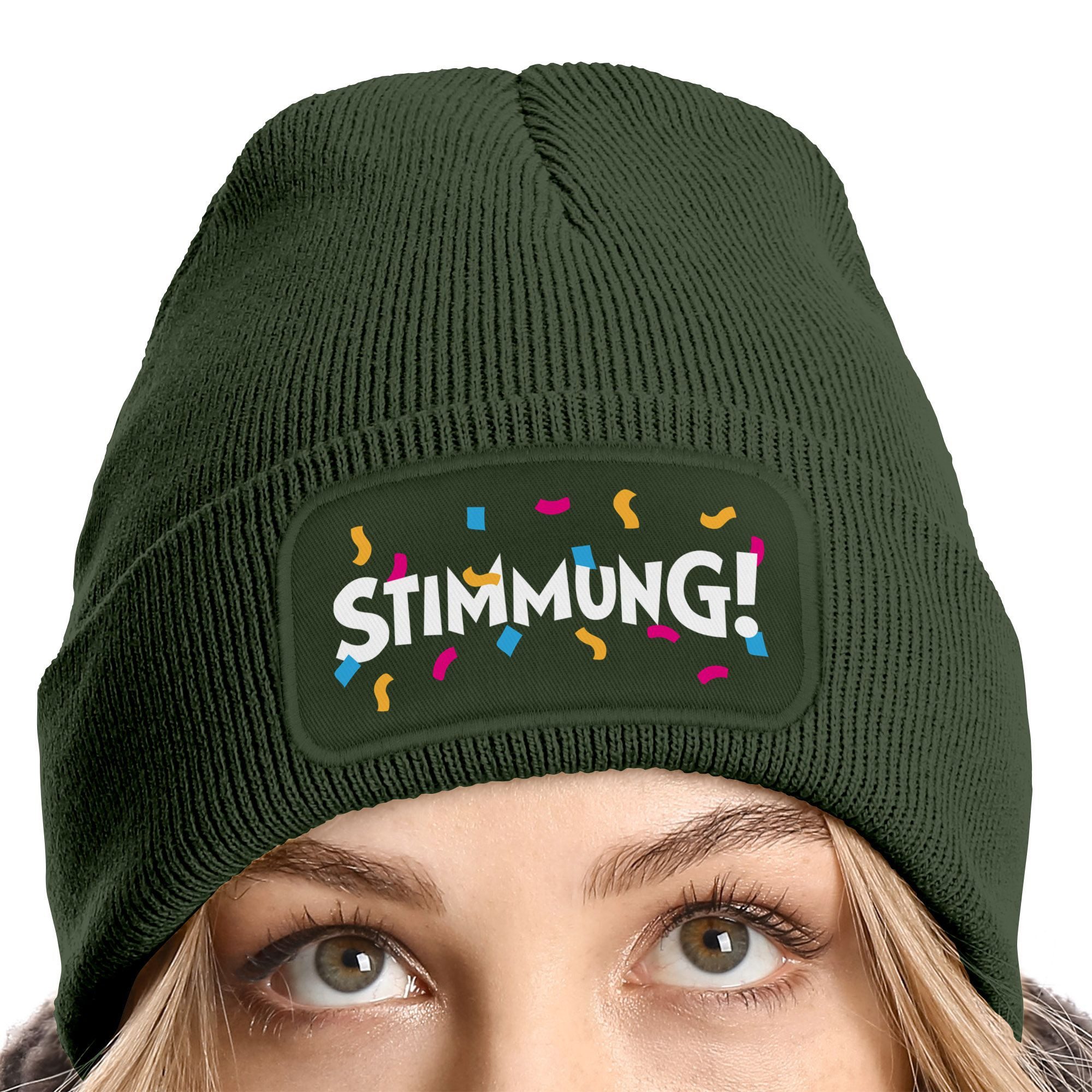 MoonWorks Strickmütze Damen Beanie mit Patch Strickmütze mit Spruch Stimmun günstig online kaufen