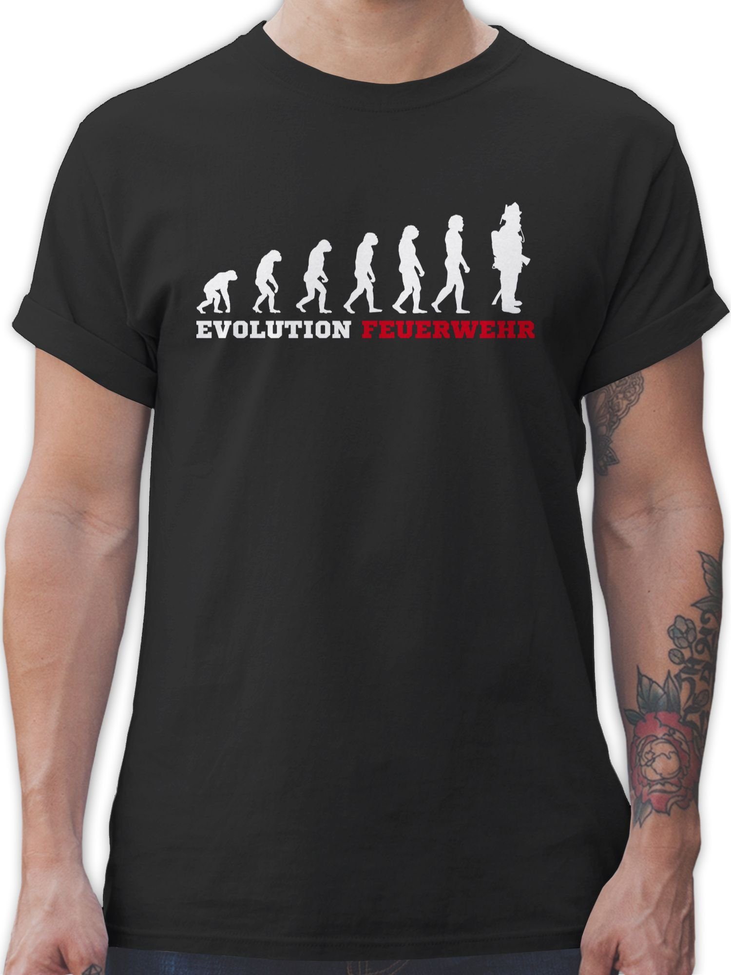 Shirtracer T-Shirt Evolution Feuerwehr Feuerwehr 01 Schwarz
