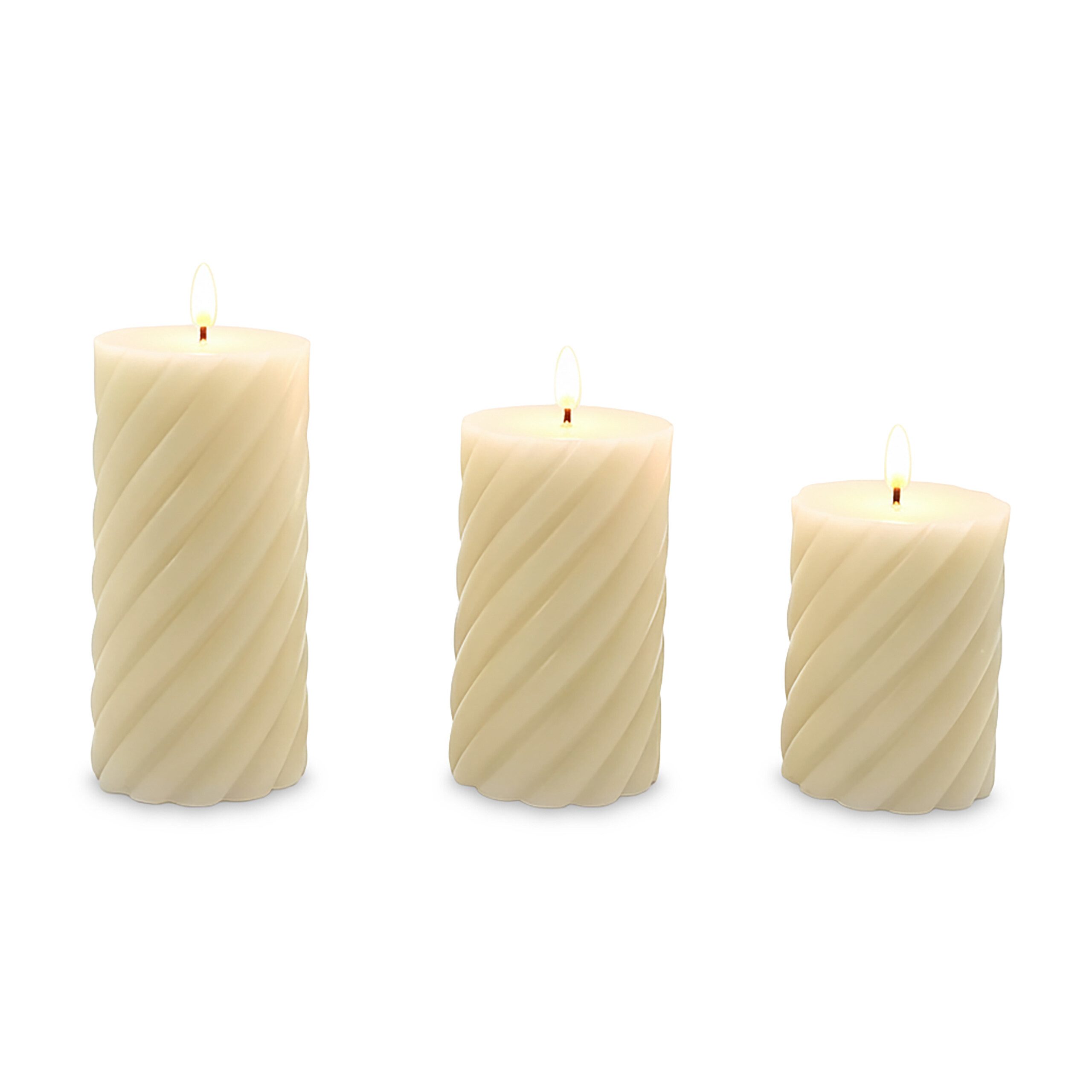 relaxdays LED-Kerze 3er Set, Dekorative flammenlose LED-Kerzen mit warmweiß flackernder Flamme, LED, Warmweiß, Champagner