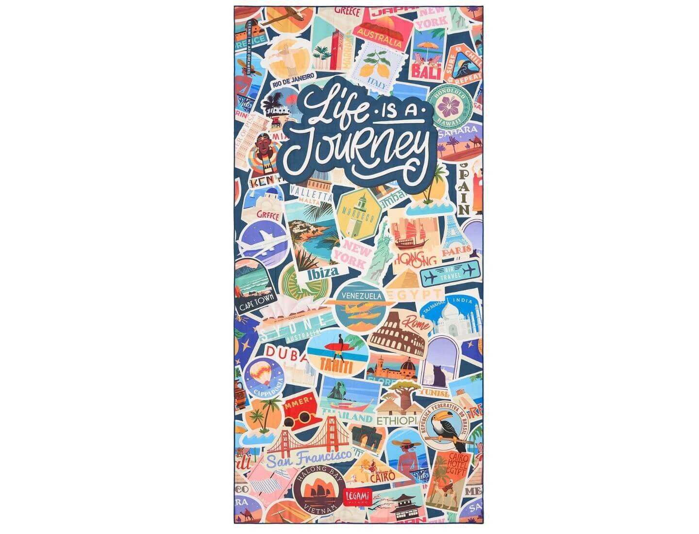 Legami Handfächer Strandtuch Travel Stickers - Beach Towel