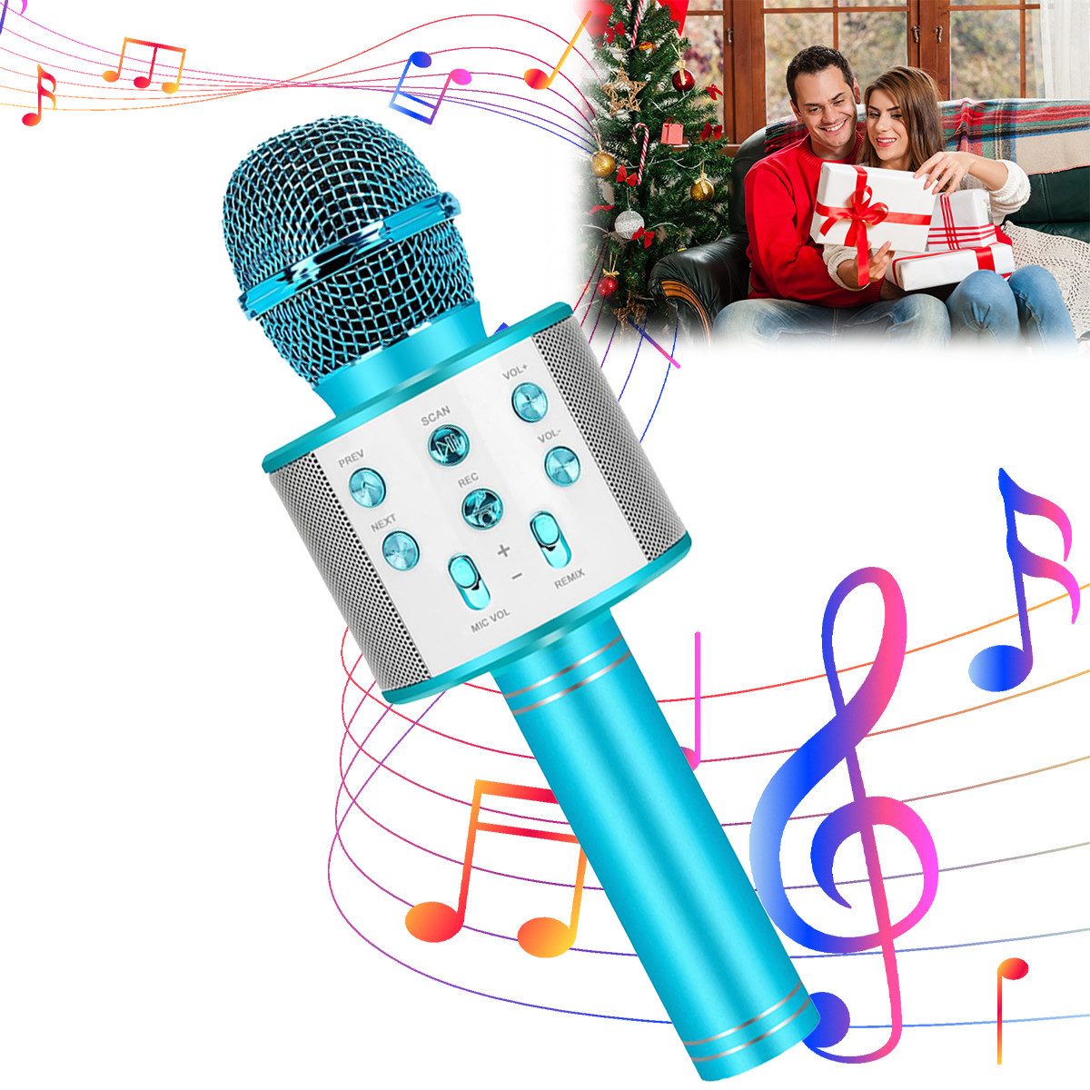 MOPUEA Mikrofon Kinder Wireless Tragbares Funkmikrofon Handmikrofon Karaoke-Mikrofon (Tragbares Bluetooth-Karaoke-Mikrofon für Musik, Gesang und Aufnahme), Einstellbarer Echo-Effekt, ideales Geschenk für Kinder und Erwachsene.