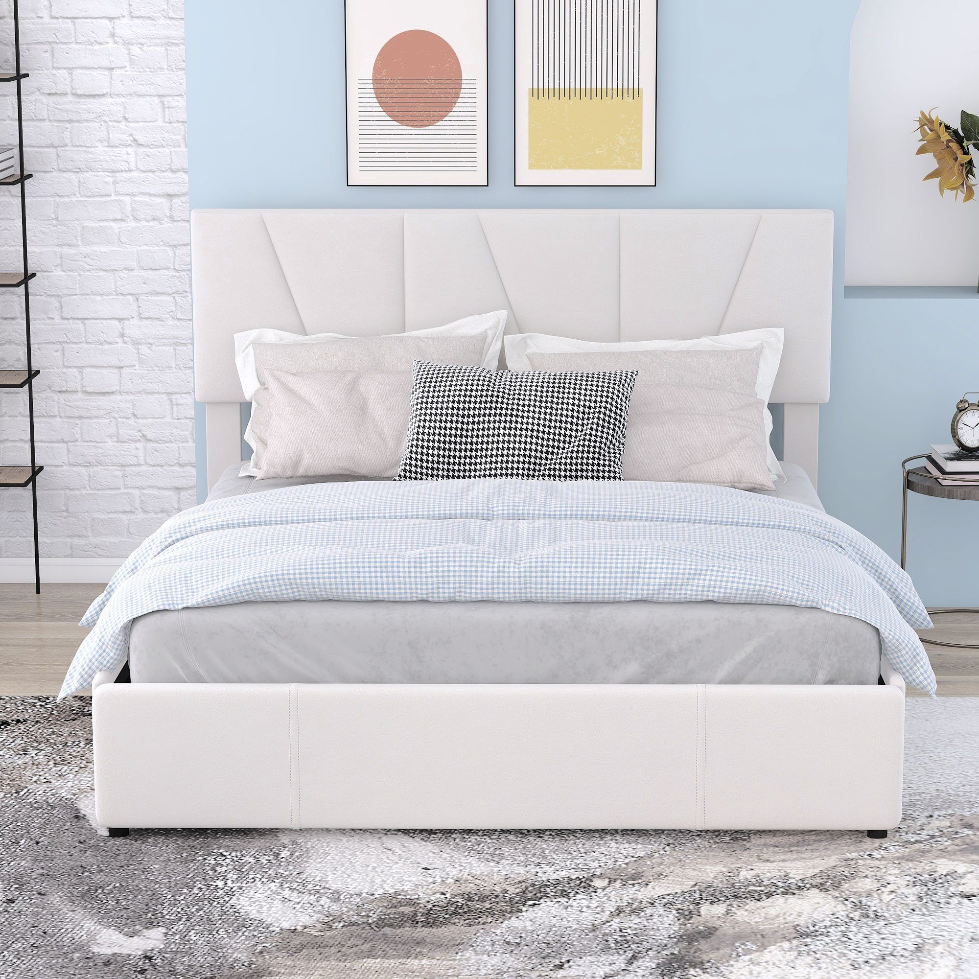 Flieks Polsterbett, Doppelbett Massives Holzbett Samt 140x200cm ohne Matrat günstig online kaufen