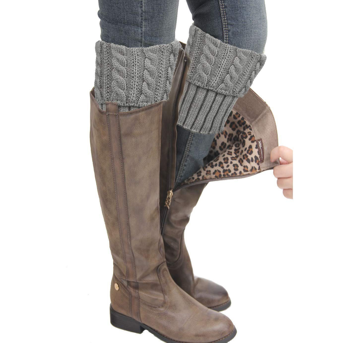 feinlux Beinstulpen Beinstulpen Damen Stiefelsocken Winter Warm (Set, 4-St., Stulpen Häkelstrick Stiefel Manschetten Topper Socken(4 Paar) Geeignet als Geschenk für Familie, Freunde, Partner und Kollegen.