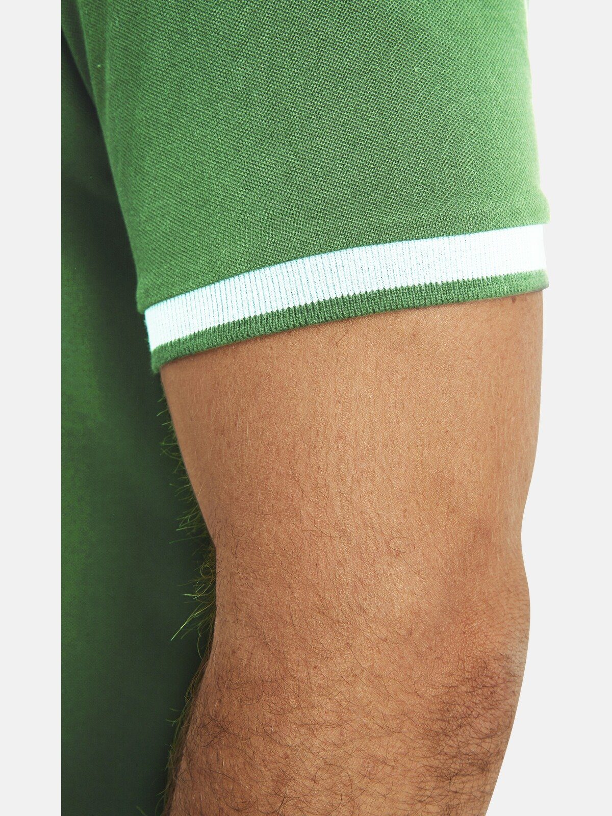Jan Vanderstorm Poloshirt aus luftigem grün Baumwollpikee LAVRANS