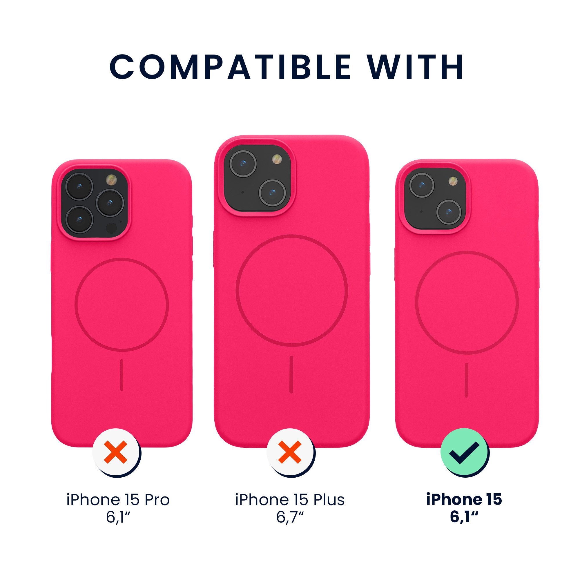 kwmobile Smartphone-Hülle Soft Silikon Case für Apple iPhone 15 Hülle, magnetische Schutzhülle kompatibel mit MagSafe Cover gummiert – Bild 2 von 5