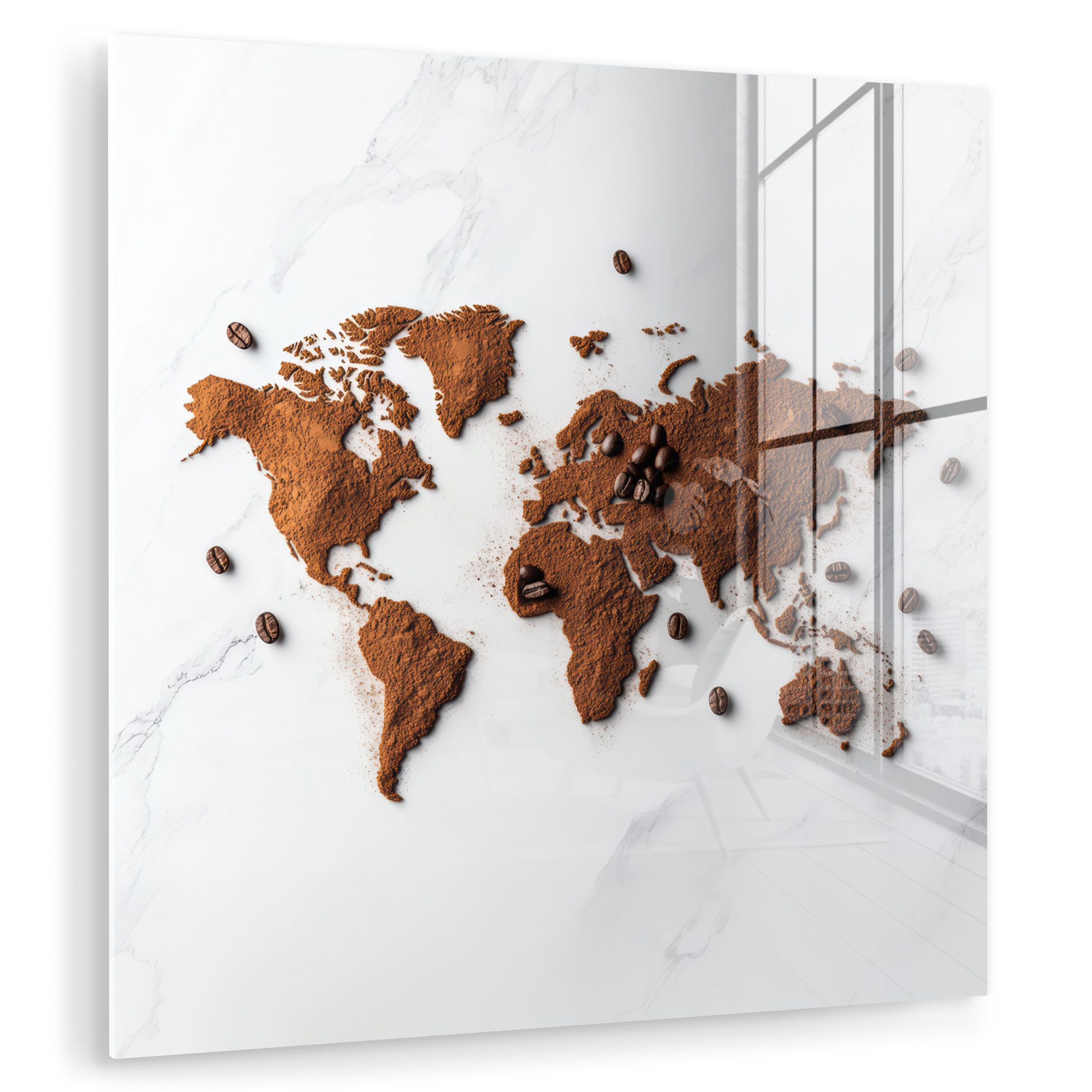 MuchoWow Acrylglasbild Weltkarte - Kaffee - günstig online kaufen