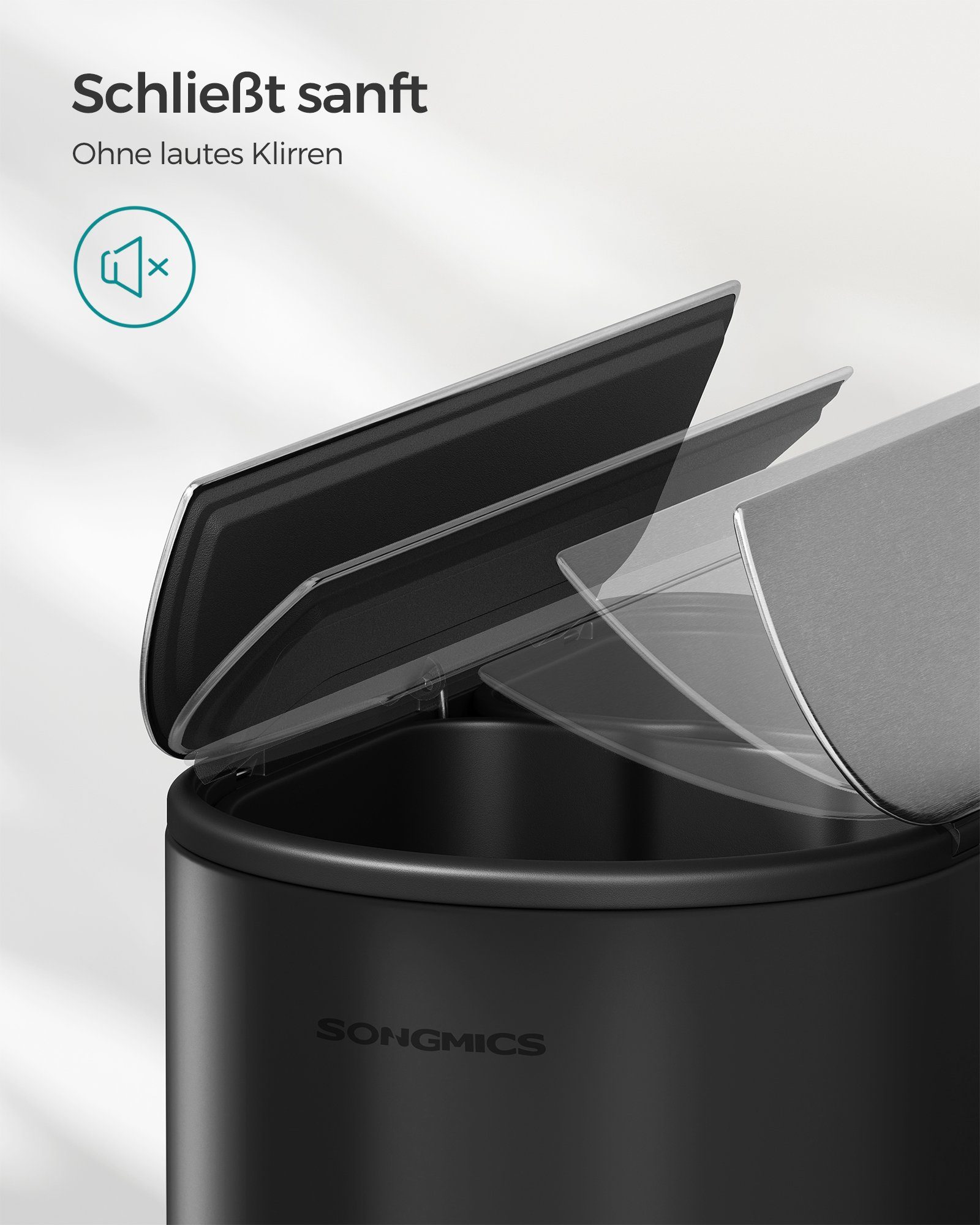 SONGMICS Mülleimer, Küche, Mülltrennsystem 2 Fächer, 30 L und 20 L