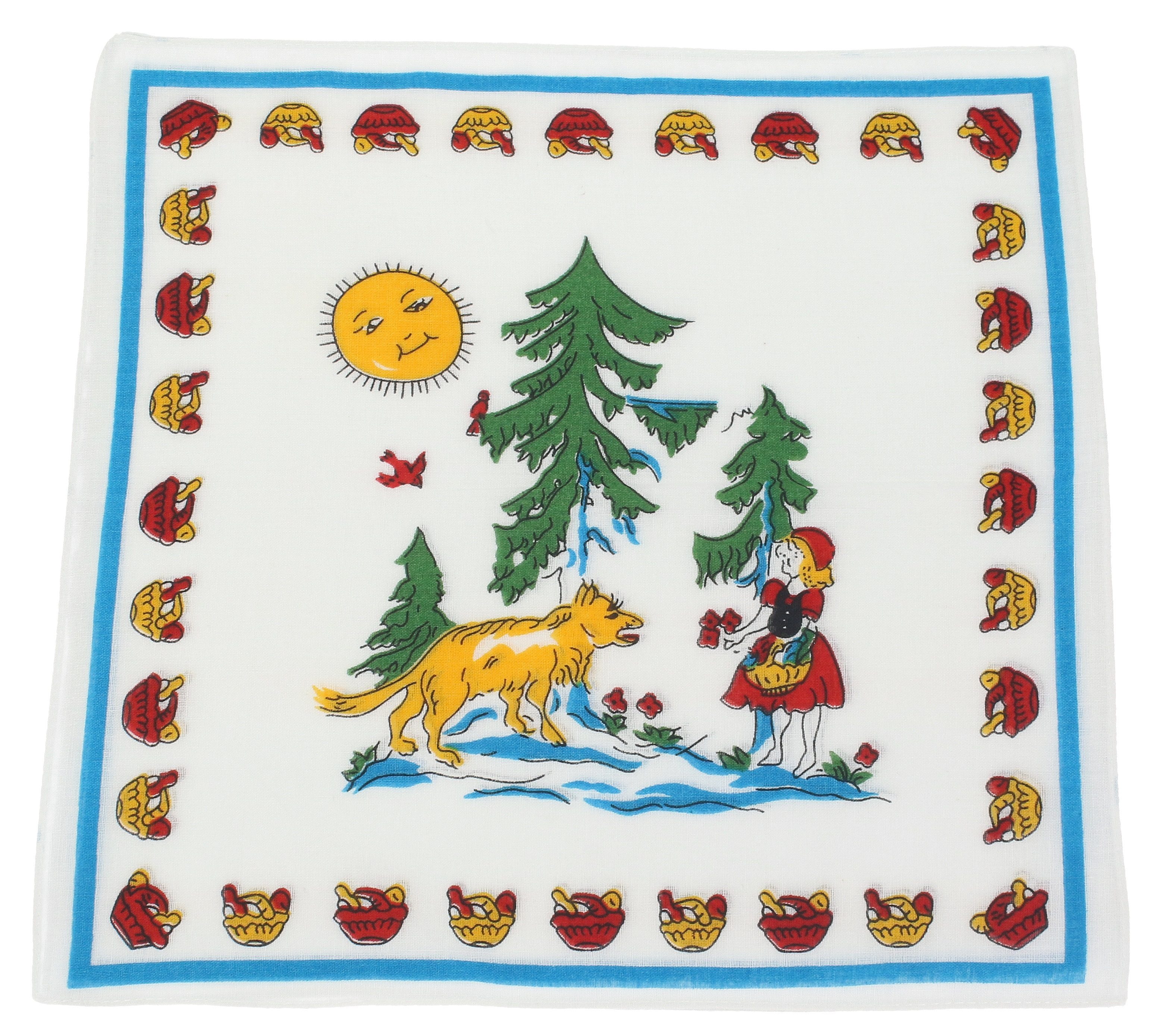 Betz Taschentuch 12 Stück Kinder Stofftaschentücher Größe 26x26 cm Märchen Motiv, (Set, 12-St. 12 Stück), Rotkäppchen Design 2