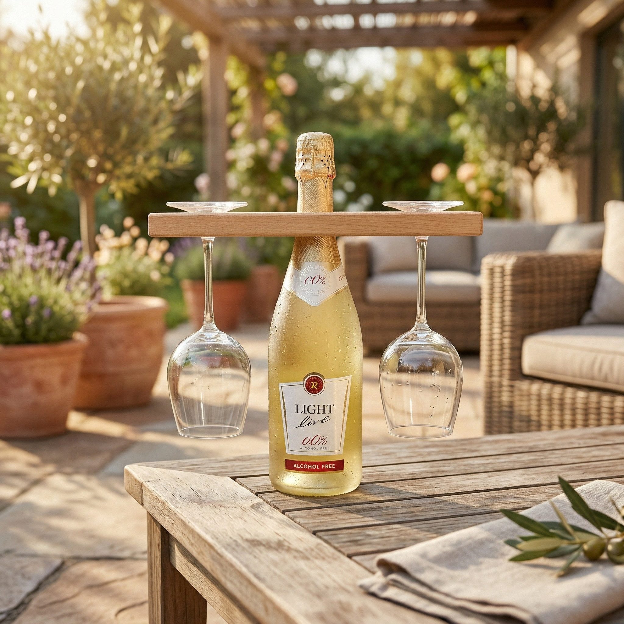 Strandkorb-King Weinflaschenhalter Weinhalter für 2 Gläser