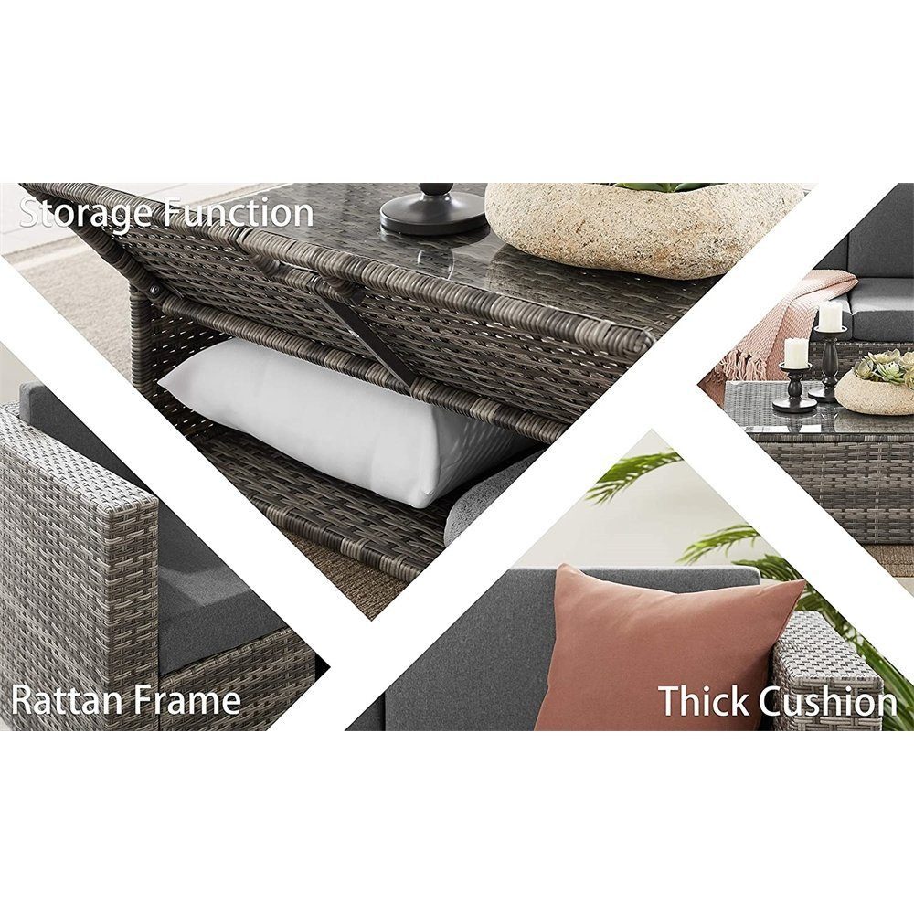 Feel2Home Garten-Essgruppe Gartenmöbel Sofa Sitzgarnitur Rattanmöbel Polyra günstig online kaufen