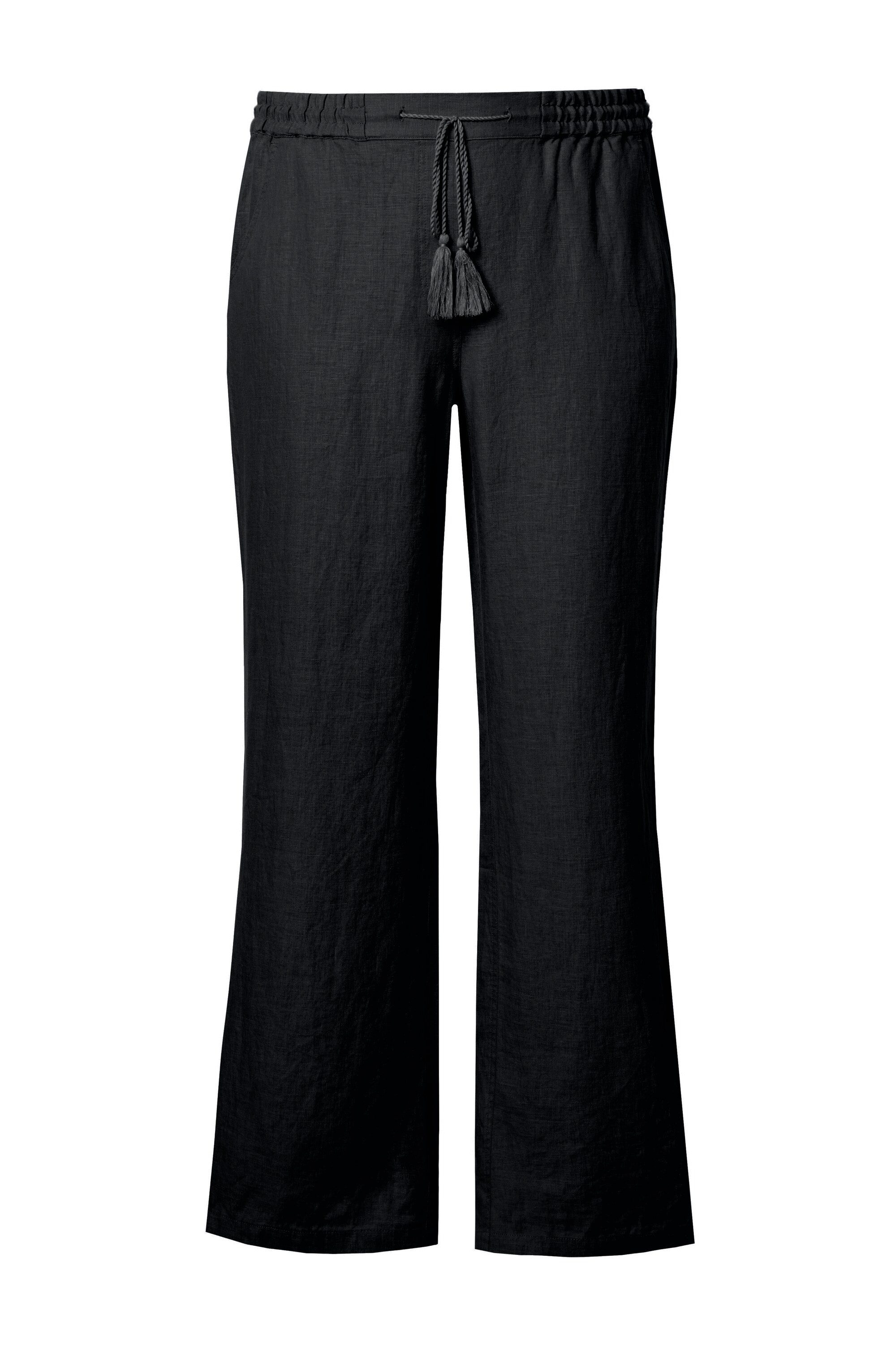 Ulla Popken Funktionshose Leinenhose Mary Elastikbund weites gerades Bein günstig online kaufen