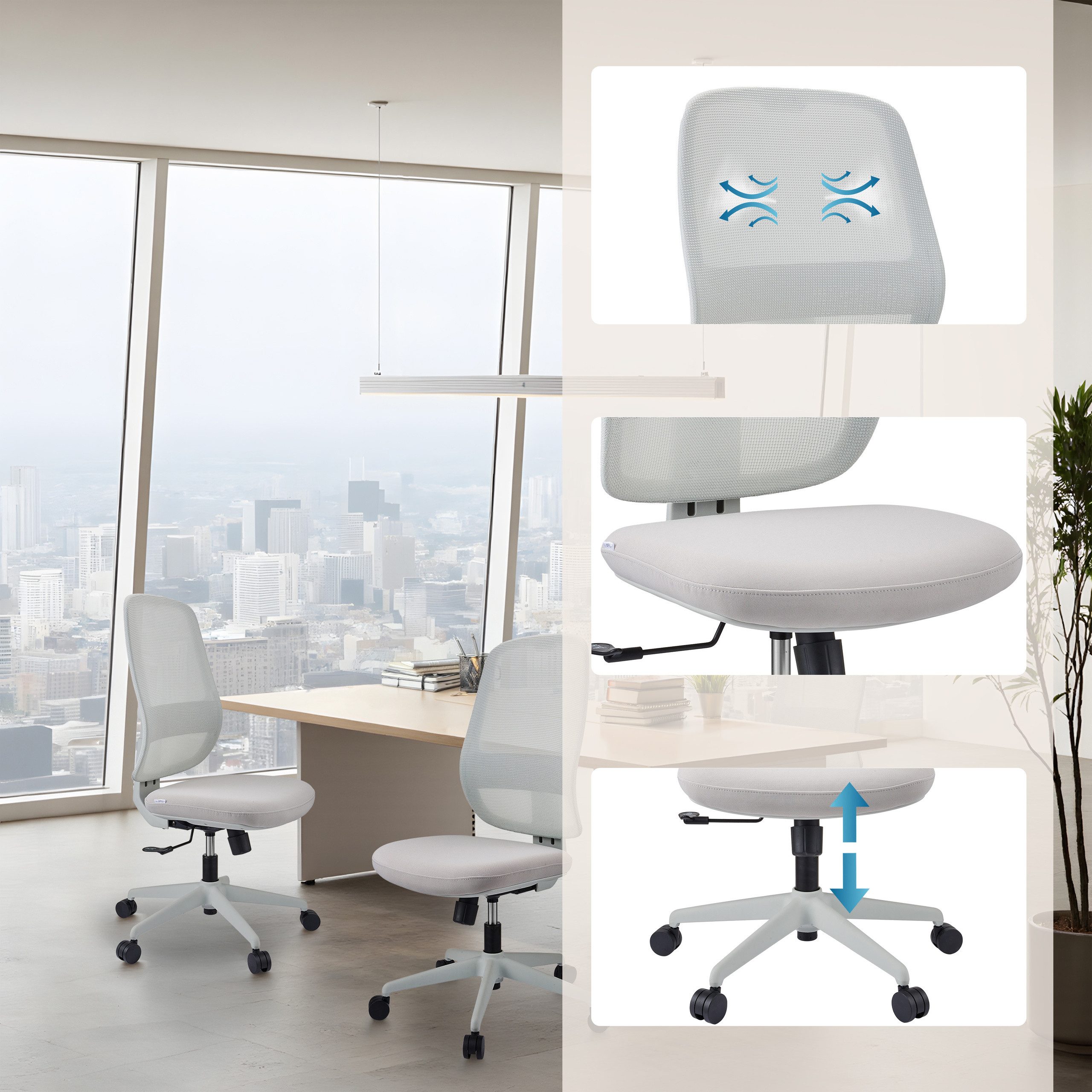 hjh OFFICE Drehstuhl Profi Bürostuhl Minoro W Stoff / Netzstoff (1 St), Ergonomischer Chefsessel, Schreibtischstuhl höhenverstellbar