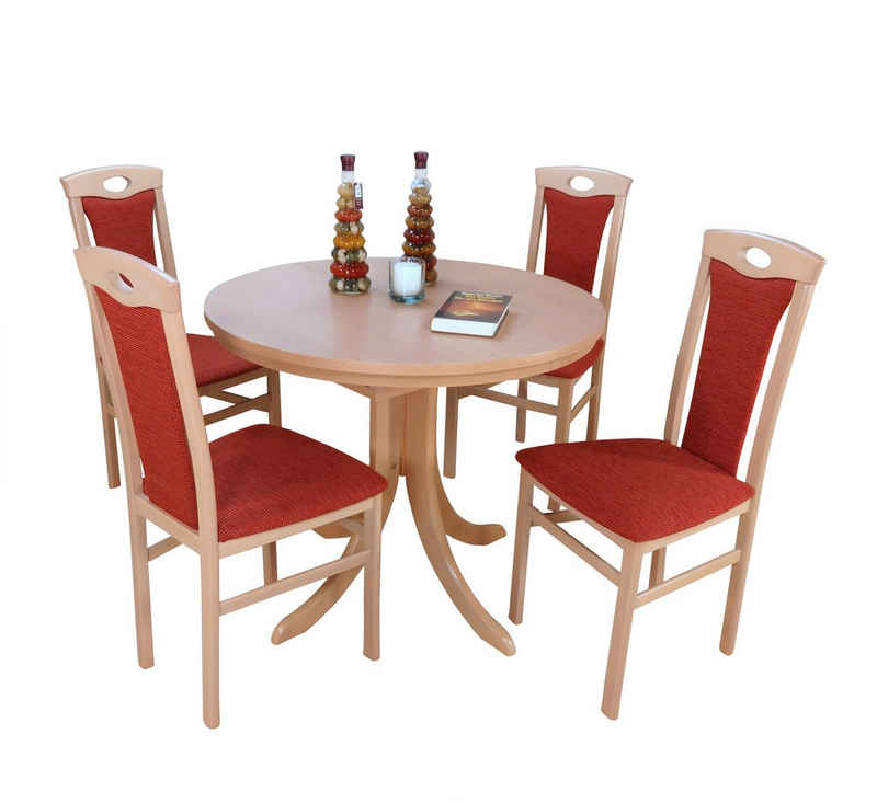 moebel-direkt-online Essgruppe Birde, (Spar-Set, 5-tlg., Auszugs-Esstisch mit 4 Stühlen), Tisch mit 4 Stühlen