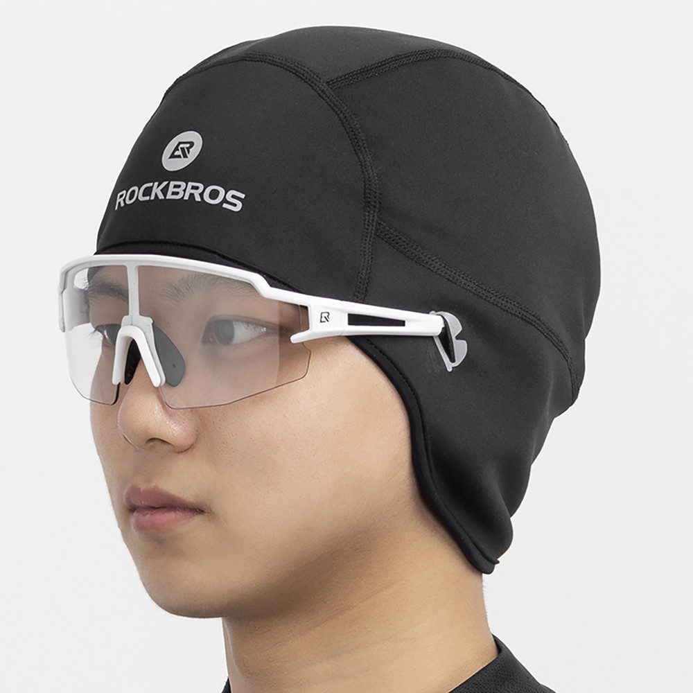 ROCKBROS Unterhelmmütze Rockbros Dala Winter-Radmütze mit Löchern für Brillen – grau (Spar-Set, 1-St., 53-61 cm winddicht) Winddicht, Fleecefutter, Brillenöffnungen, reflektierend