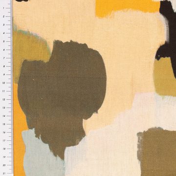SCHÖNER LEBEN. Stoff Dekostoff Baumwolle Glaucia Farbkleckse Pinselstreich grün gelb 1,40m, Digitaldruck