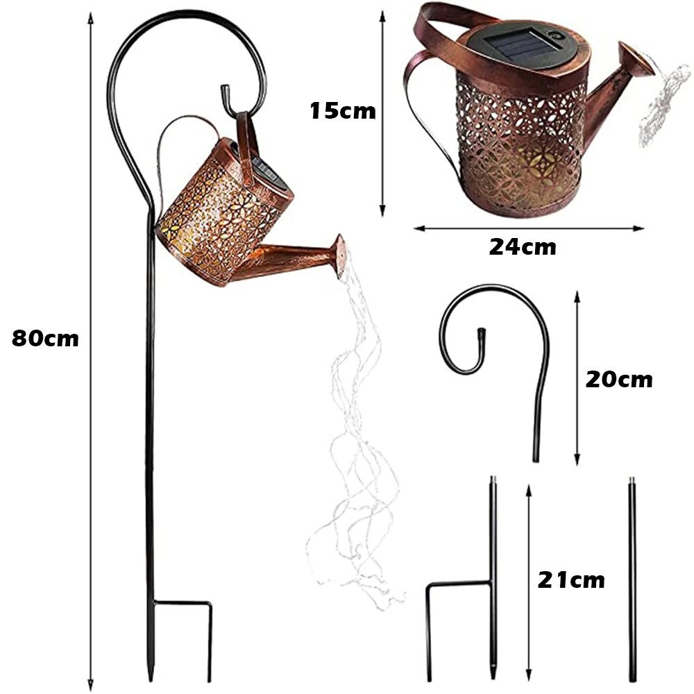 TUWENA LED Solarleuchte Solar Gießkanne Lichterketten für Außen, Wasserdicht LED Solarlaterne, Solarleuchten, Solar Gartenleuchten, Gartendeko für draußen, Warmweiß