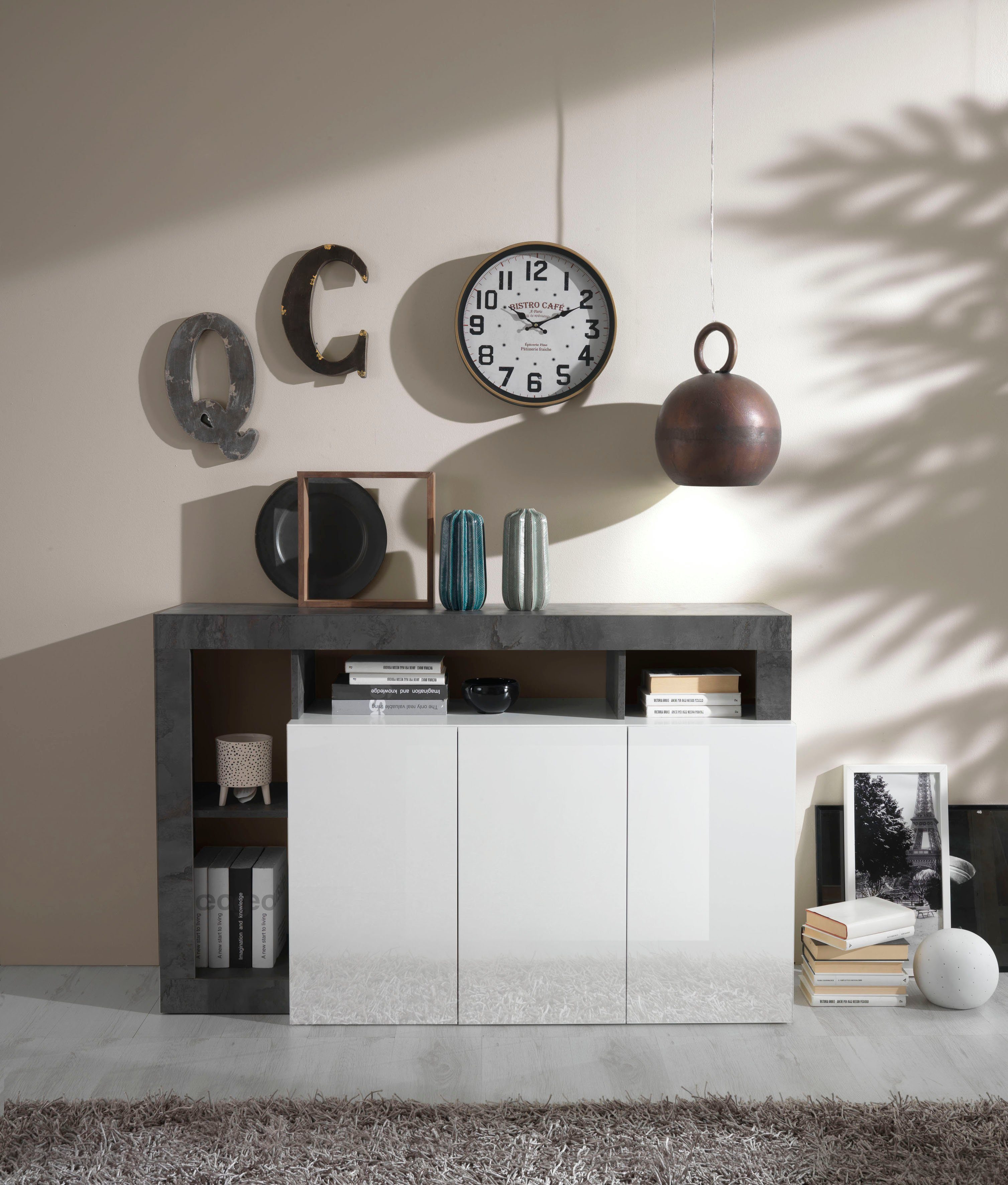 LC 146 Breite cm Sideboard Hamburg, Weiß/Ossido