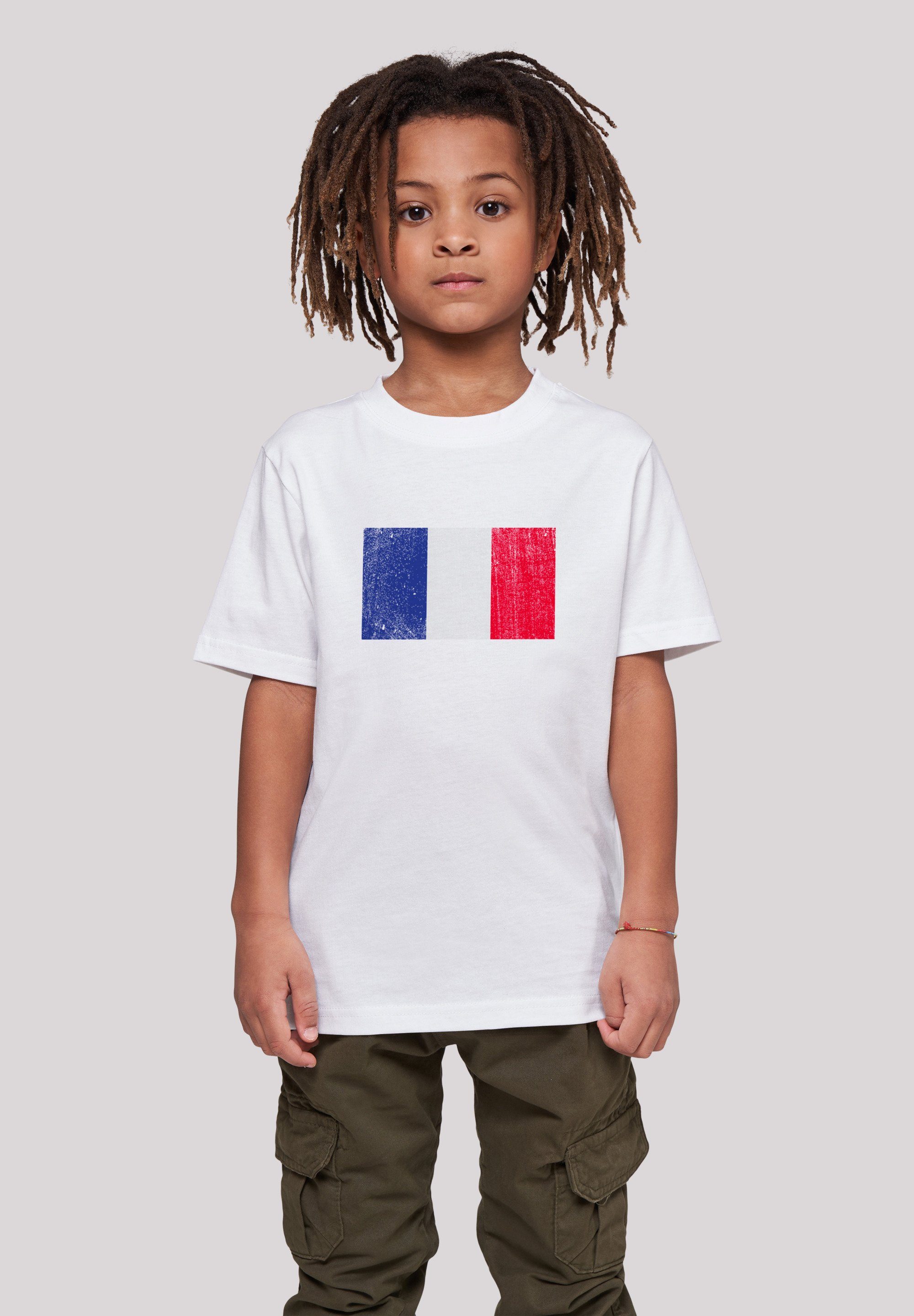 F4NT4STIC Frankreich Print, distressed 145 cm France trägt groß und Das Flagge Größe 145/152 T-Shirt Model ist