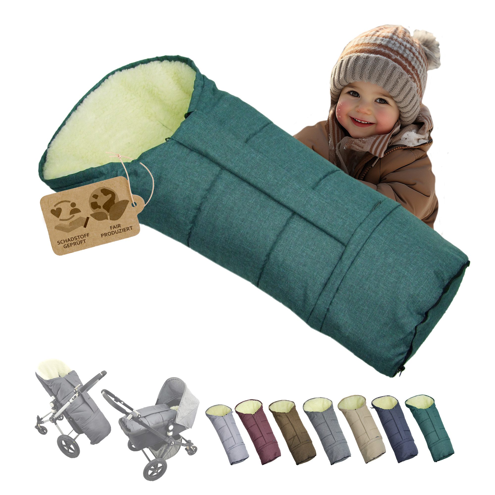 BambiniWelt by Rafael K. Fußsack Winterfußsack Fußsack für Kinderwagen Buggy mumienform Wolle MELIERT, universal für Kinderwagen, Buggy, Jogger, Schlitten