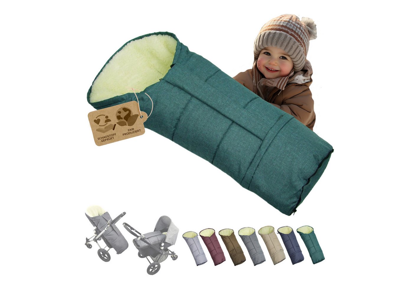 BambiniWelt by Rafael K. Fußsack Winterfußsack Fußsack für Kinderwagen Buggy mumienform Wolle MELIERT, universal für Kinderwagen, Buggy, Jogger, Schlitten