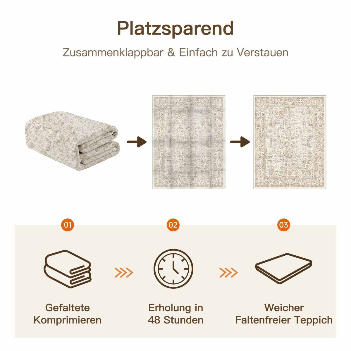 PURECOZY Teppich kurzflor, Wohnzimmerteppich, rutschfester Teppich, Vintage-Stil, rechteckig, Höhe: 6.1 mm, geeignet für verschiedene Innenräume