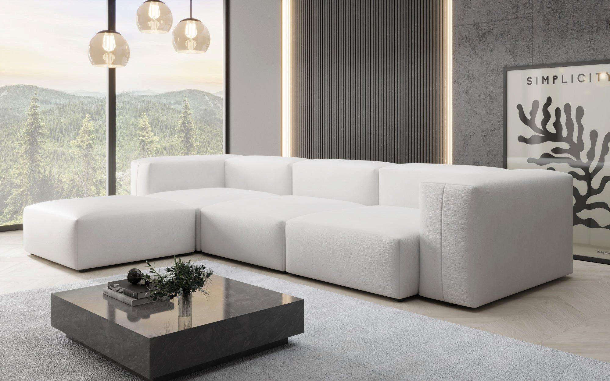 Luxusbetten24 Ecksofa Designer L Sofa Snug, mit Bezug aus pflegeleichtem Echtleder