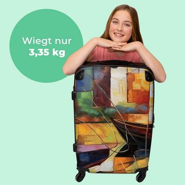 NoBoringSuitcases.com© Koffer Abstrakt - Kunst - Boot - Farben 67x43x25cm, 4 Rollen, Mittelgroßer Koffer für Erwachsene, Reisekoffer