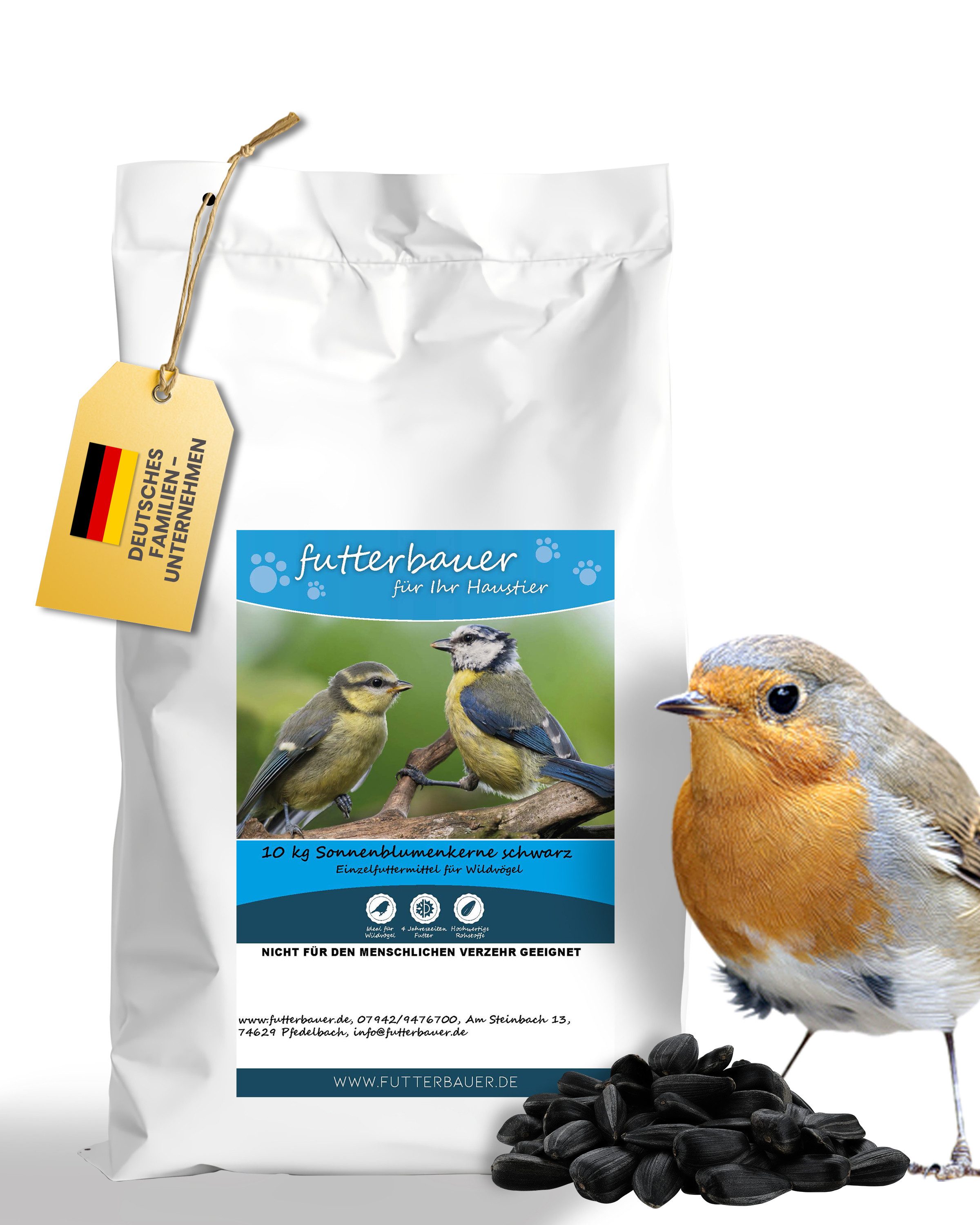 futterbauer 10kg Futterbauer Sonnenblumenkerne schwarz Vogelfutter, für: Vogel