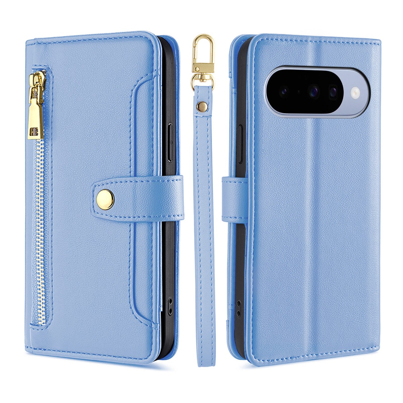 betterfon Handykette für Google Pixel 10 / 10 Pro mit Band Kartenfächer PU Leder Hellblau, Hände frei - mit Silikonhülle & Schnur für flexiblen Alltag – Bild 4 von 5