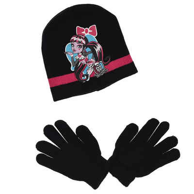 Monster High Schlupfmütze Monster High Girls 2tlg Set Kinder Herbst Wintermütze Handschuhe Gr. 52 bis 54