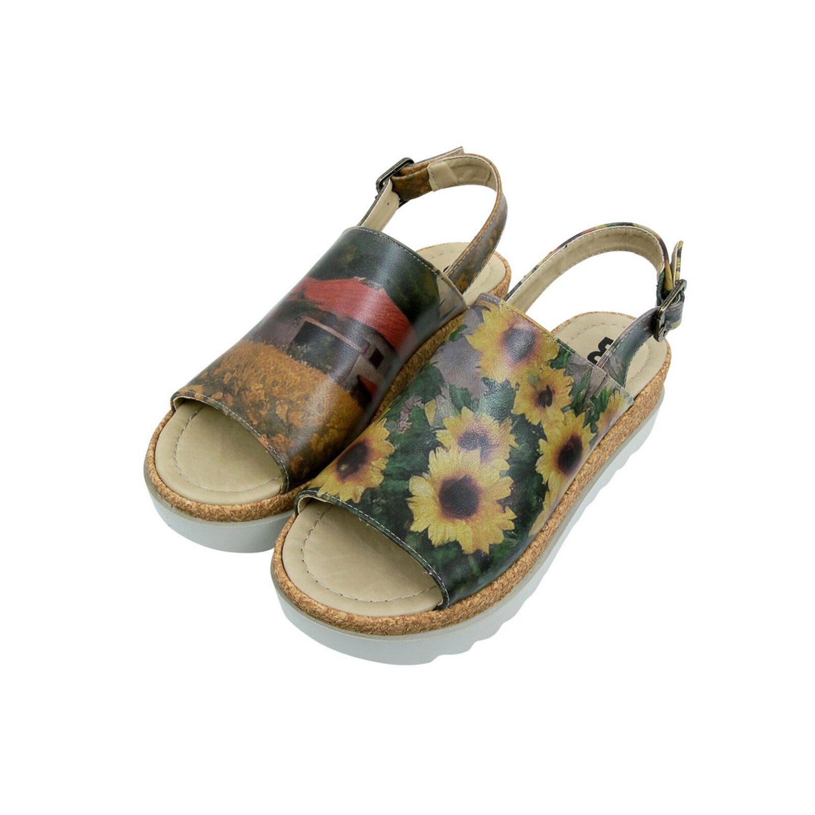 DOGO Gigi Sandale Sunflowers Damen Sandalen Sandalette Handgefertigt