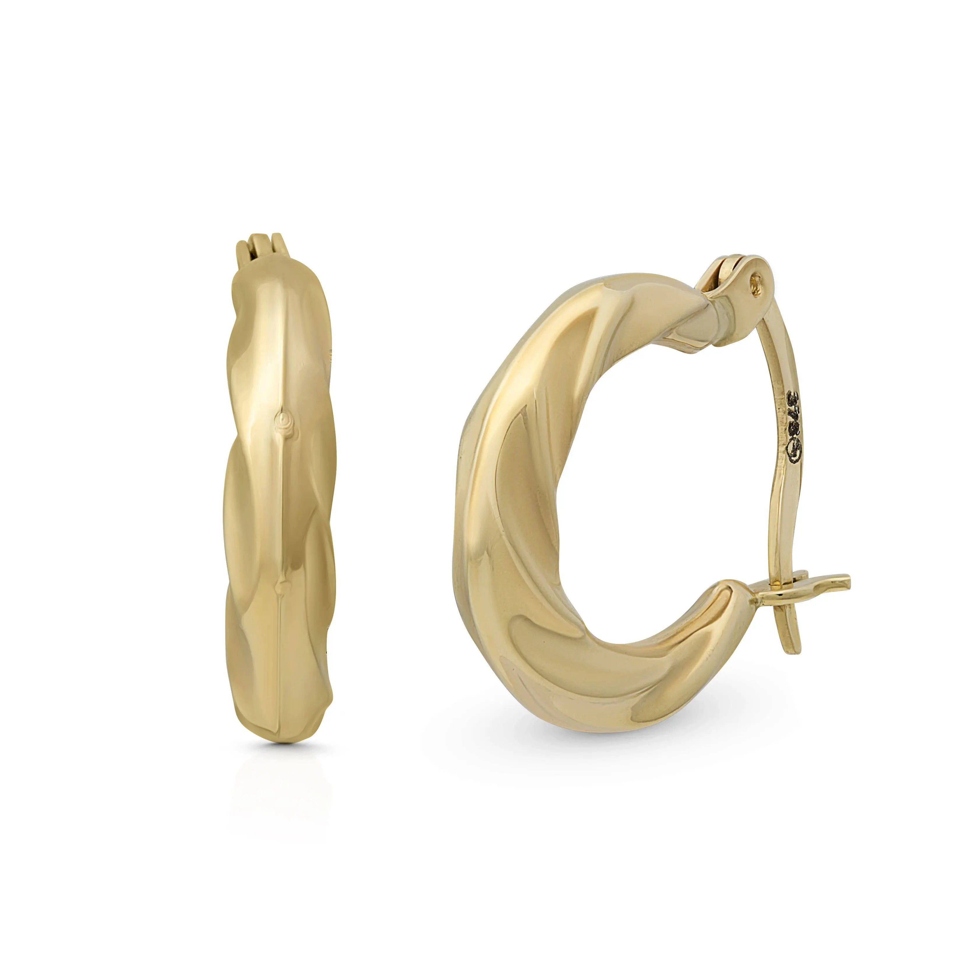 Suzan Gold Creolen-Set 375er Gold Creolen – Twisted Huggies für Damen, elegant & Echtgold, Gelbgold 375