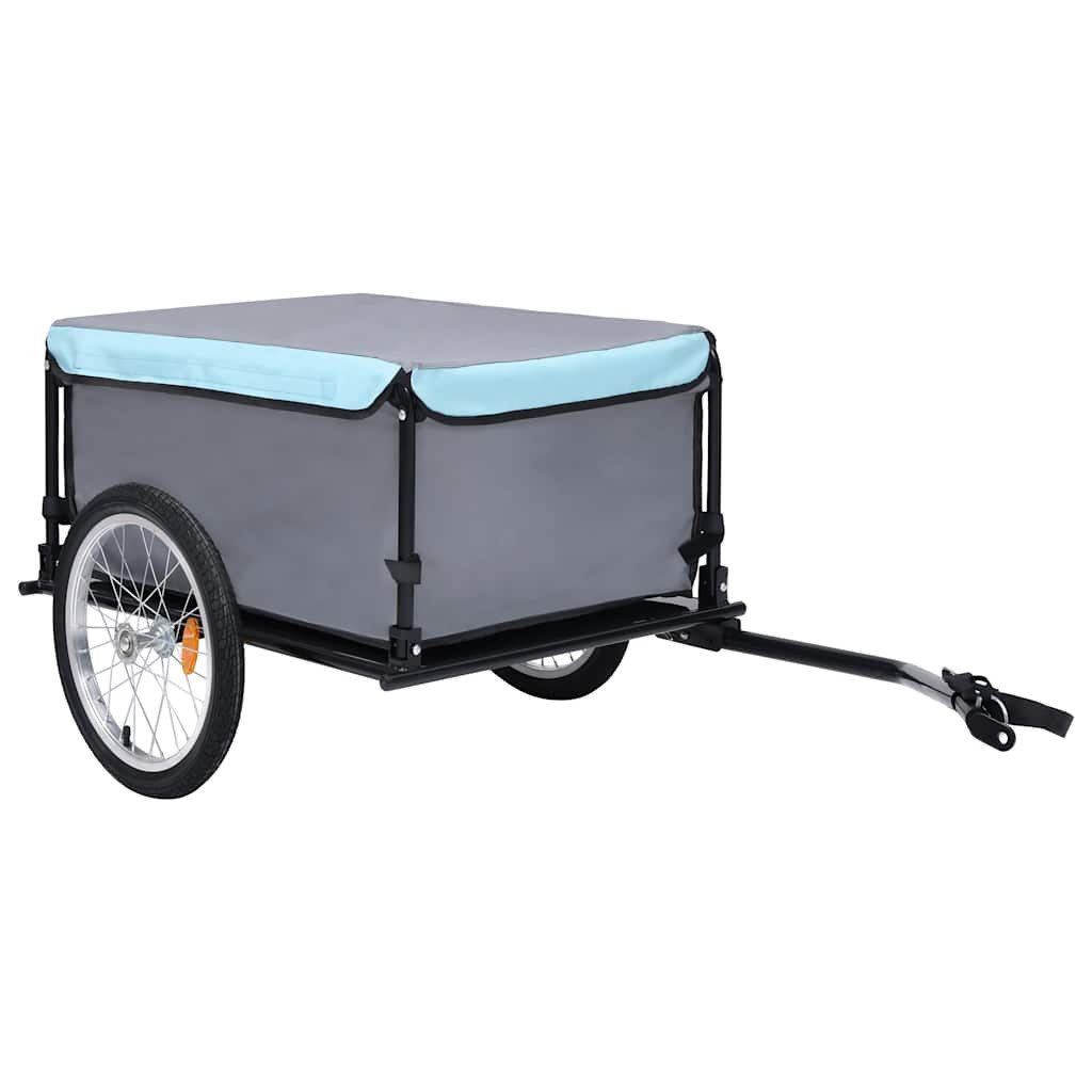 vidaXL Fahrradlastenanhänger vidaXL Fahrradanhänger Grau und Blau 65 kg