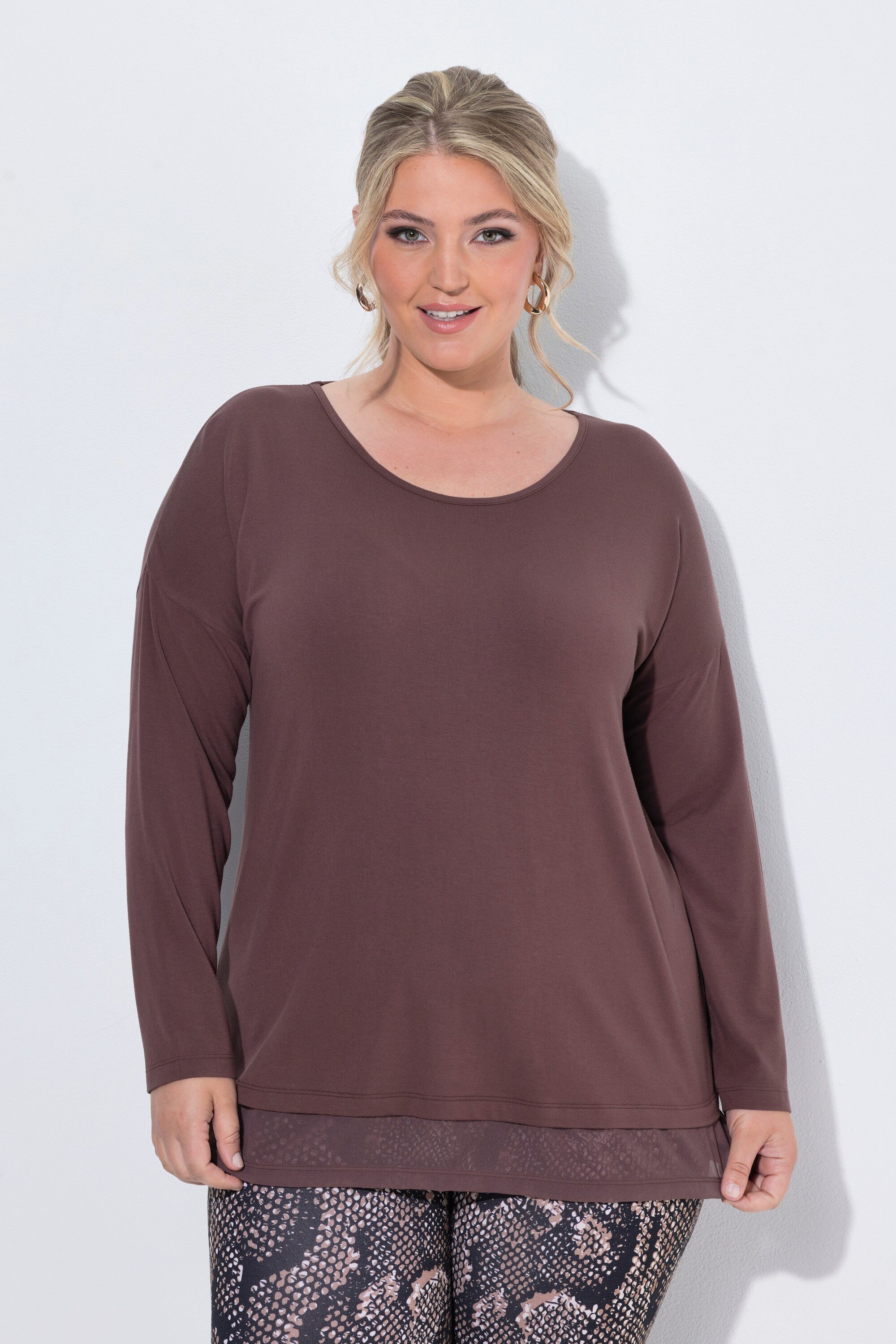 MIAMODA Longsleeve Longsleeve A-Linie Chiffonsaum