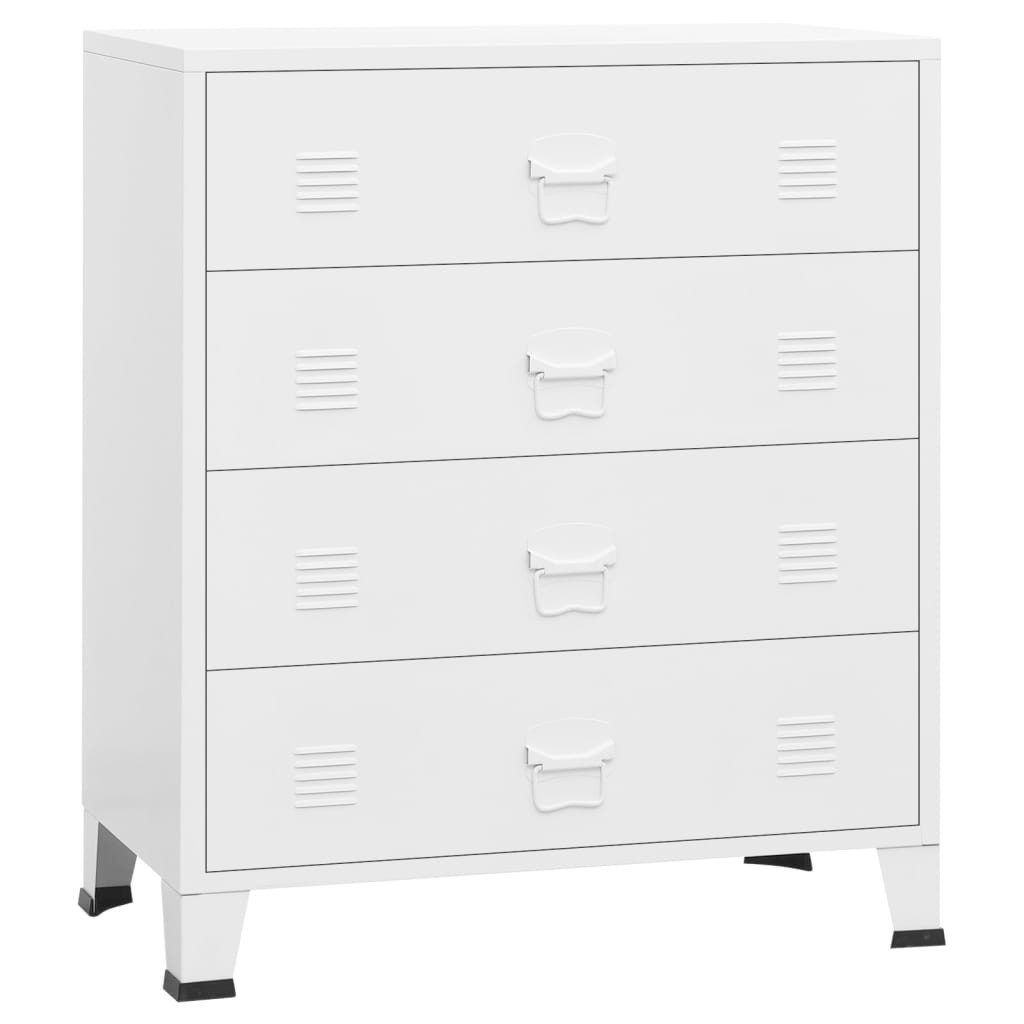 vidaXL Sideboard Industrial Kommode mit Schubladen Weiß 78x40x93 cm Metall